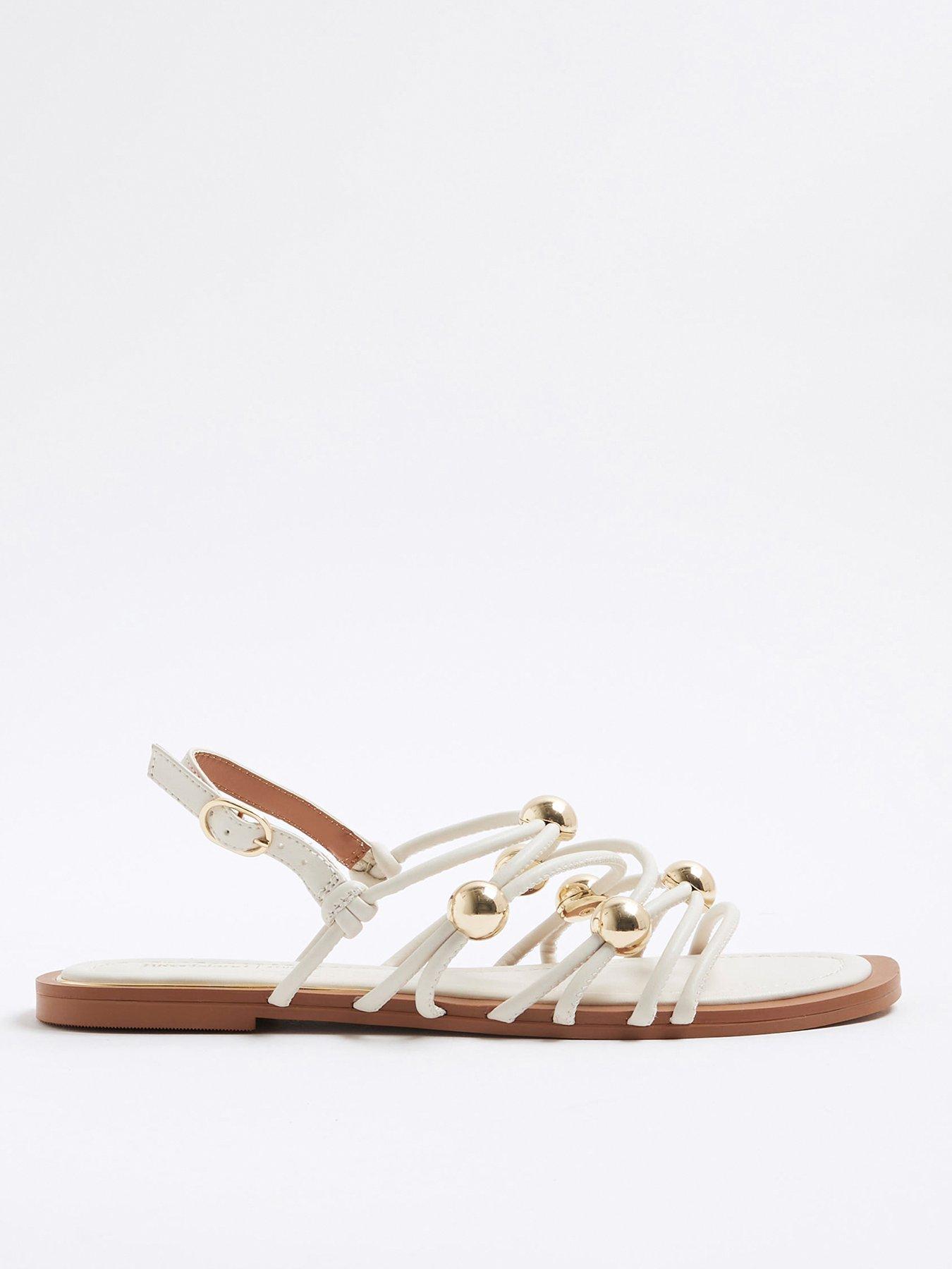 River Island Beaded Metal Sandal - Cream