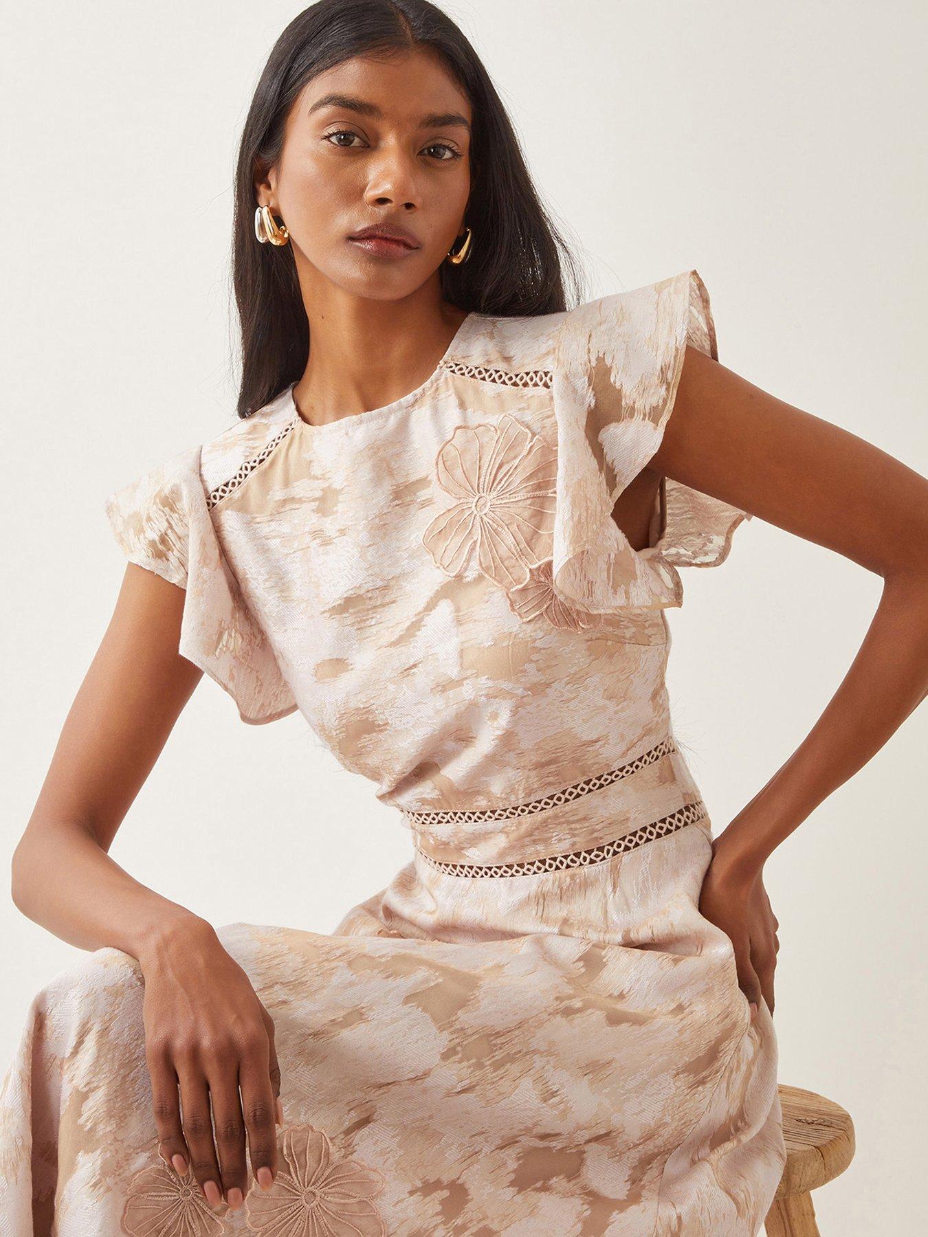  image of monsoon-josie-jacquard-dress-blush-pink