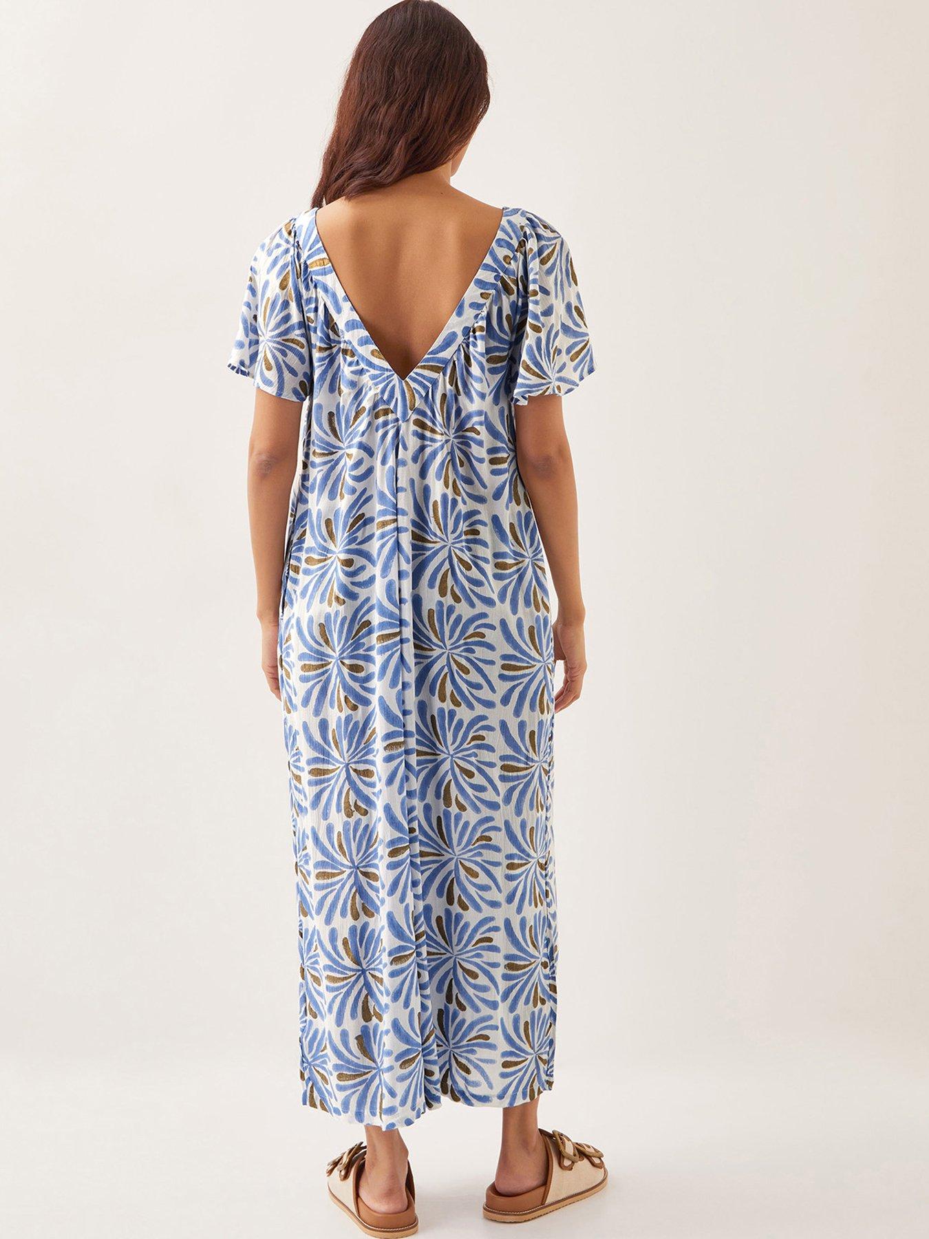 image of monsoon-cece-woodblock-jumpsuit-blue
