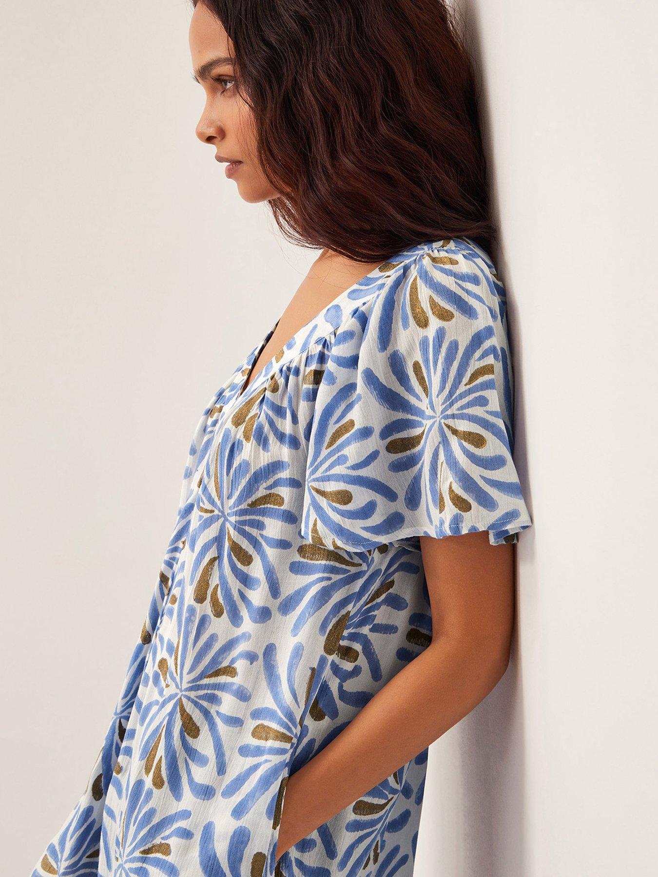  image of monsoon-cece-woodblock-jumpsuit-blue