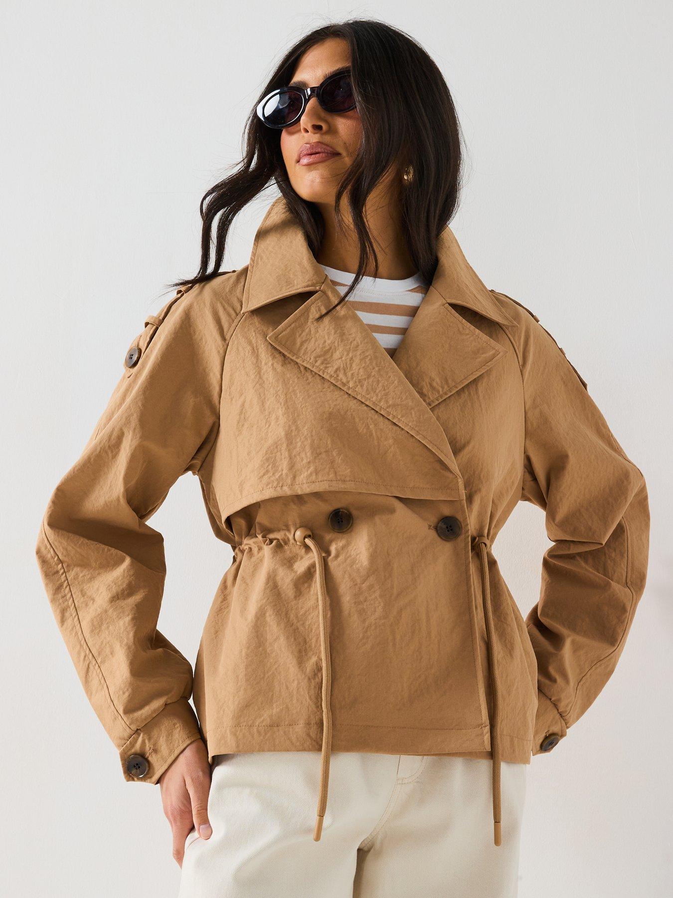  image of vero-moda-short-trench-coat-beige
