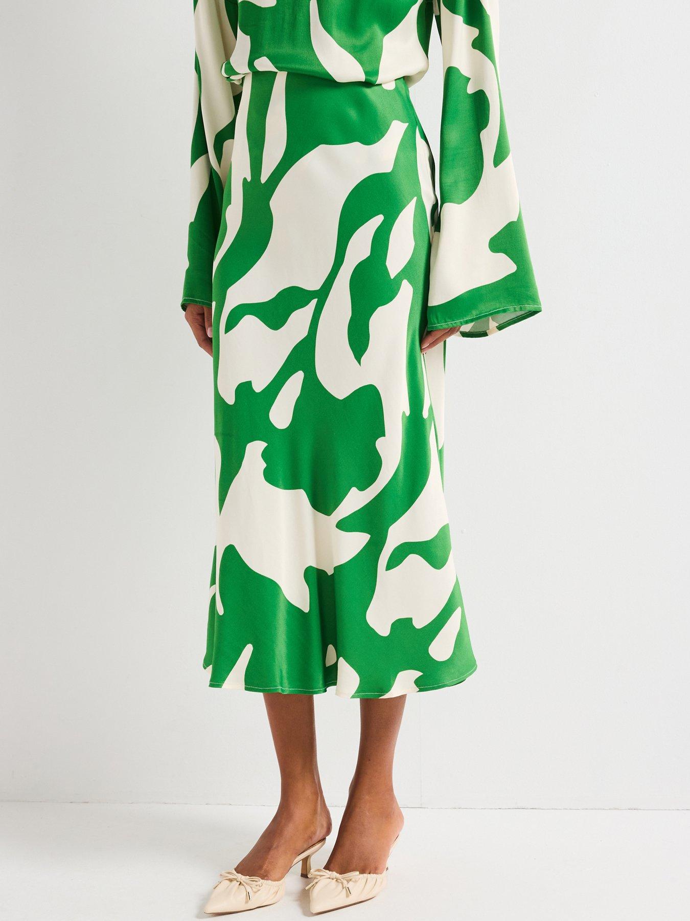 Rouge Printed Midi Skirt - Green