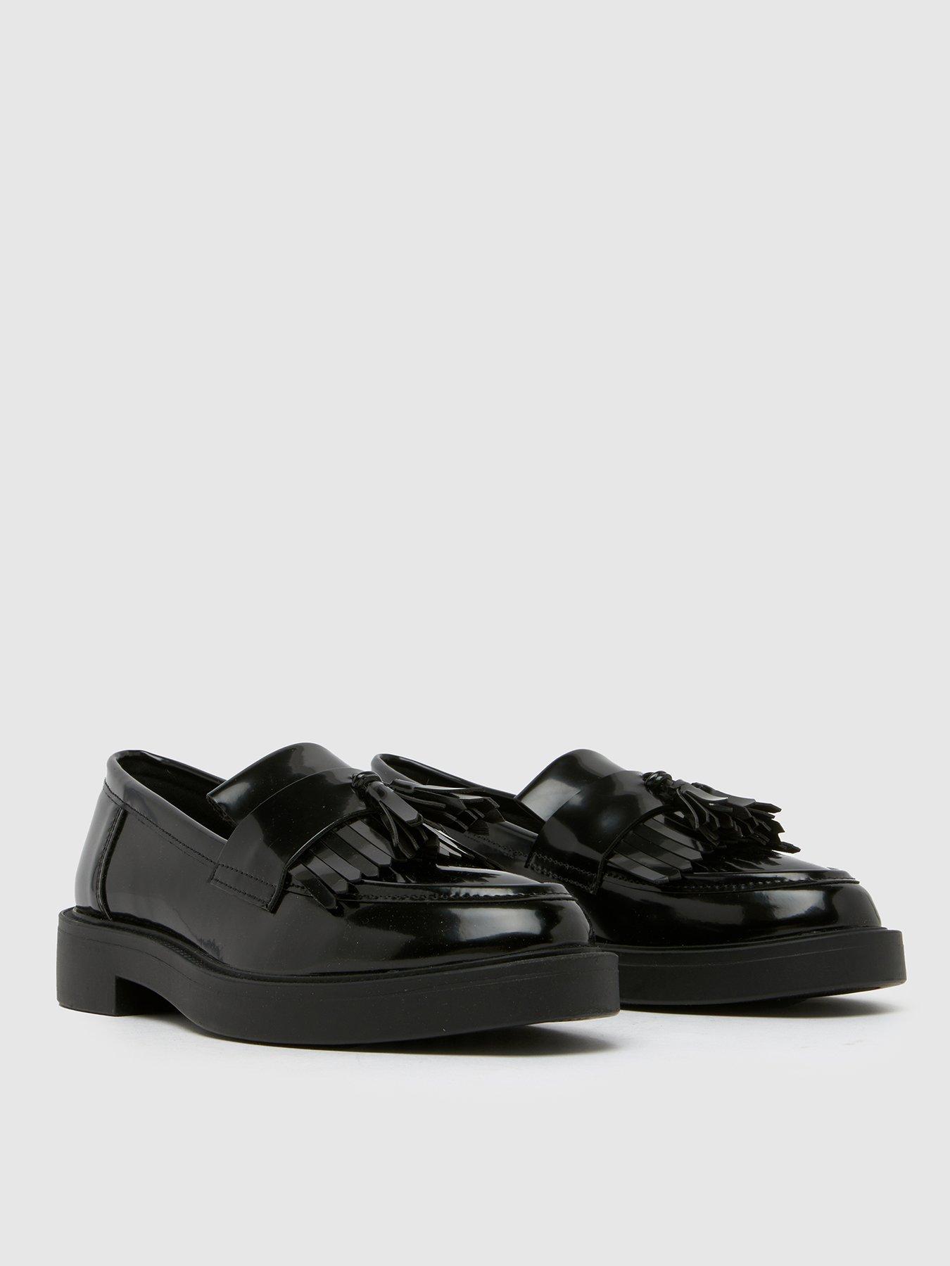  image of schuh-lawton-tassel-loafer-flat-shoes-black