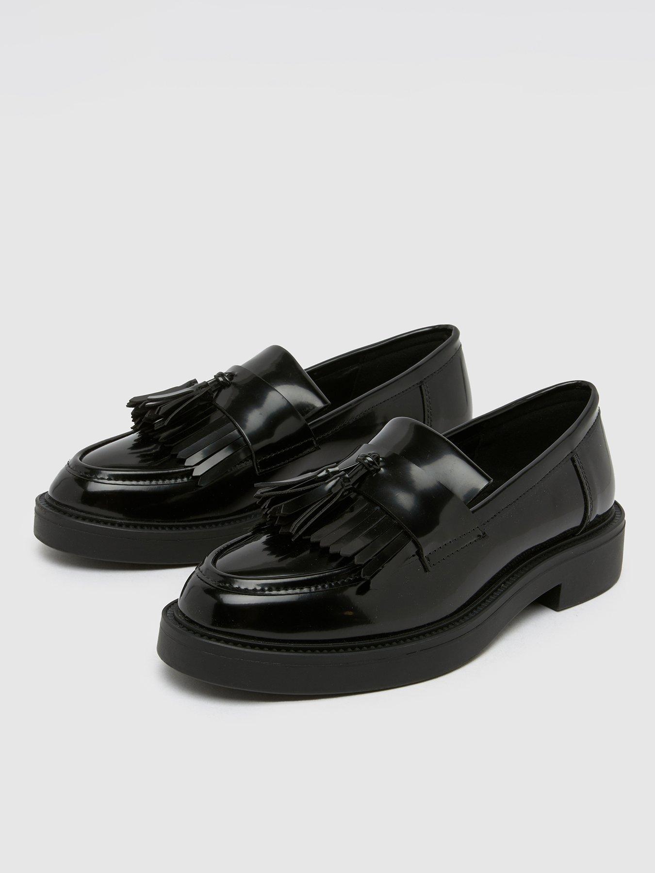  image of schuh-lawton-tassel-loafer-flat-shoes-black