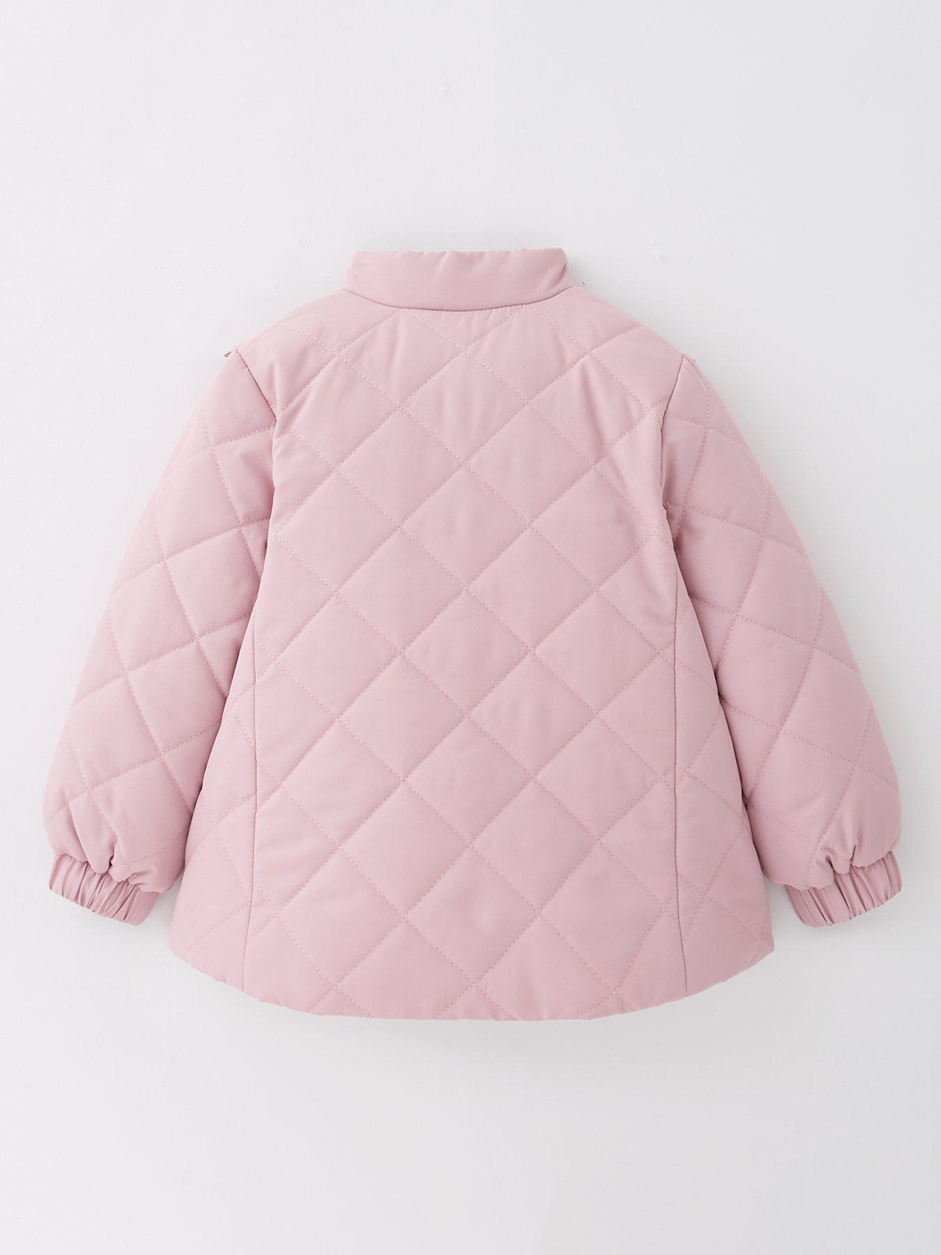 back image of v-by-very-girls-quilted-frill-shower-resistant-coat-pink