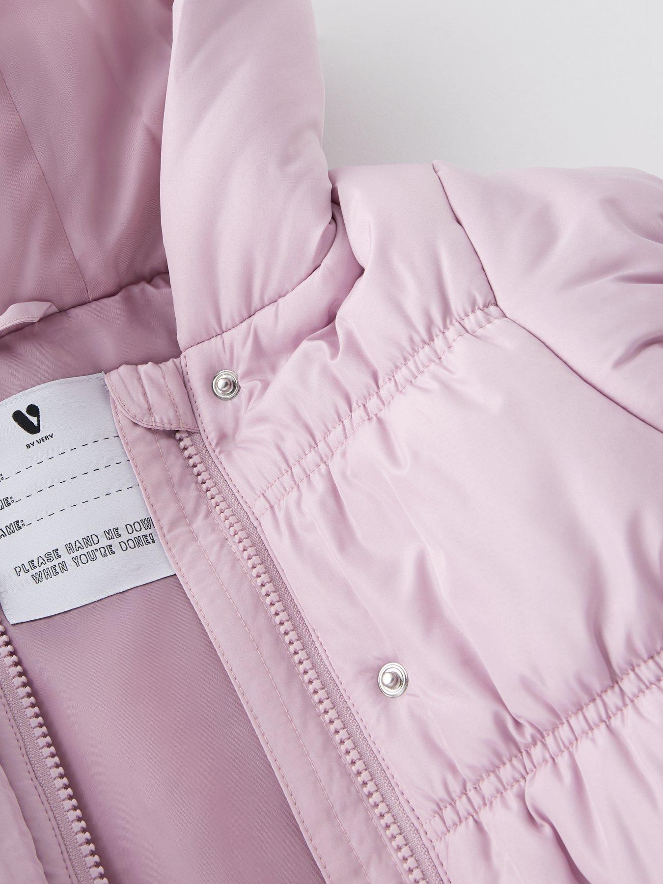 Image 3 of 4 of V by Very Girls Hooded Padded Coat With Flower Pockets - Purple