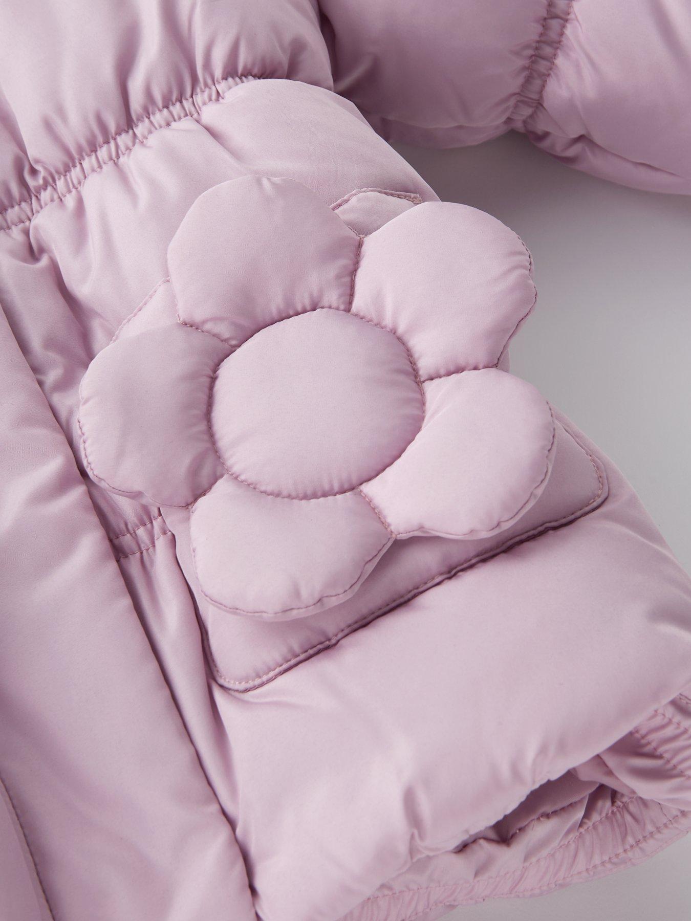 Image 4 of 4 of V by Very Girls Hooded Padded Coat With Flower Pockets - Purple