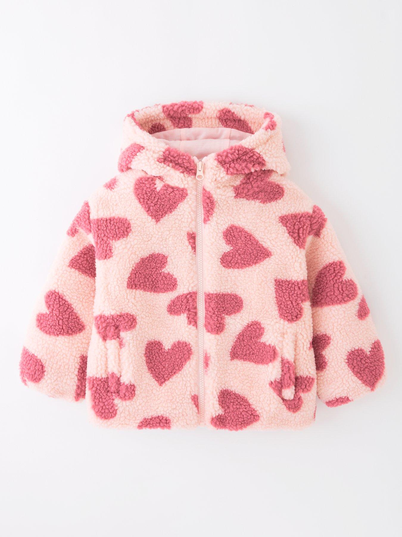 undefined Girls Borg Heart Printed Jacket - Multi