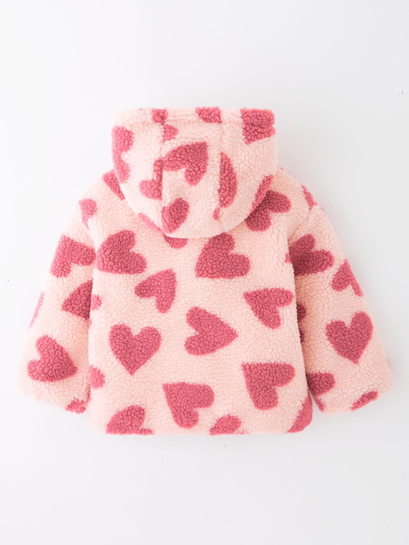Image 2 of 4 of Mini V by Very Girls Borg Heart Printed Jacket - Multi