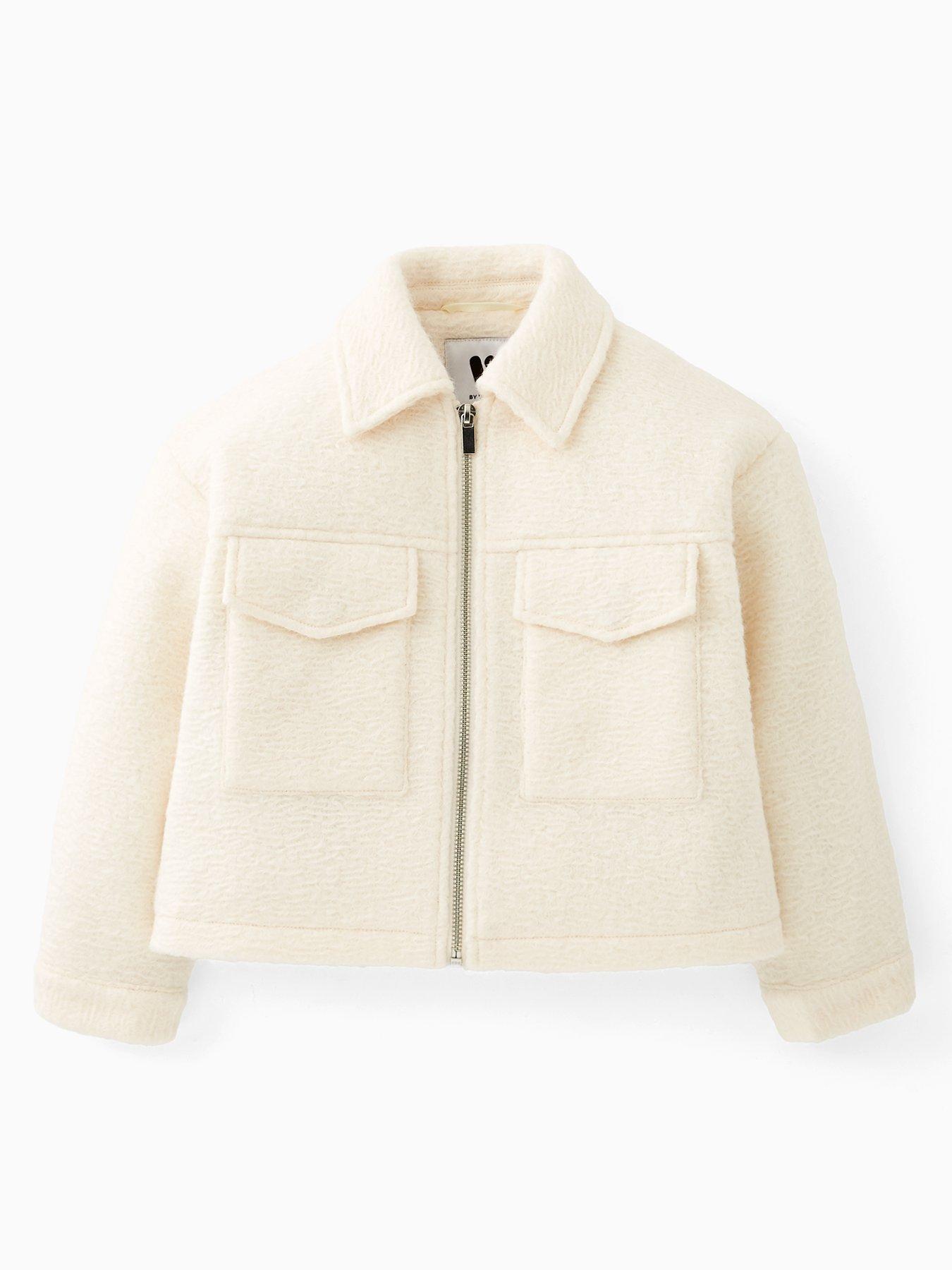 undefined Girls Pocket Detail Zip Up Jacket - Cream