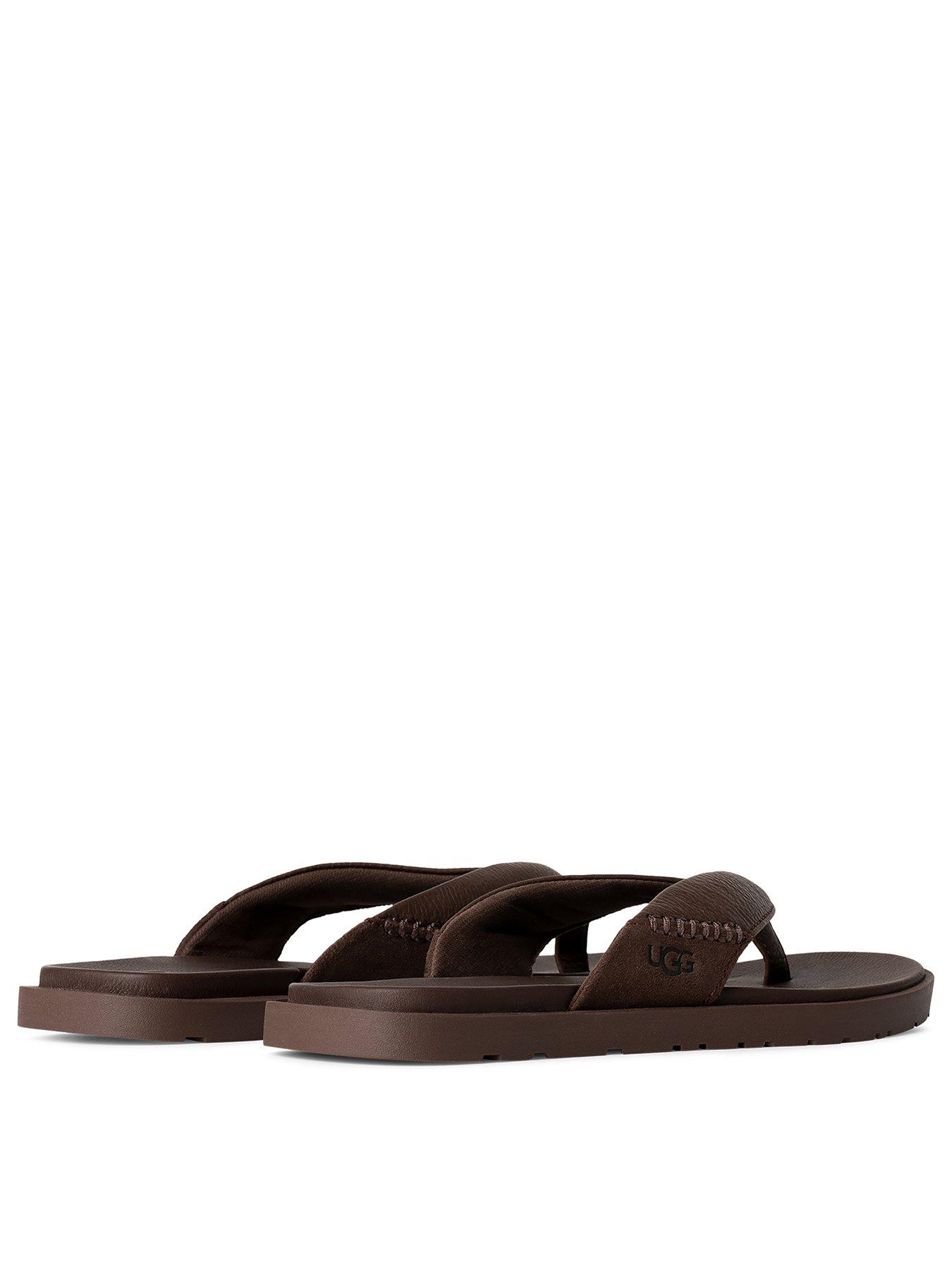Image 3 of 5 of UGG Men's Seaside Ii Leather Flip Flops - Brown