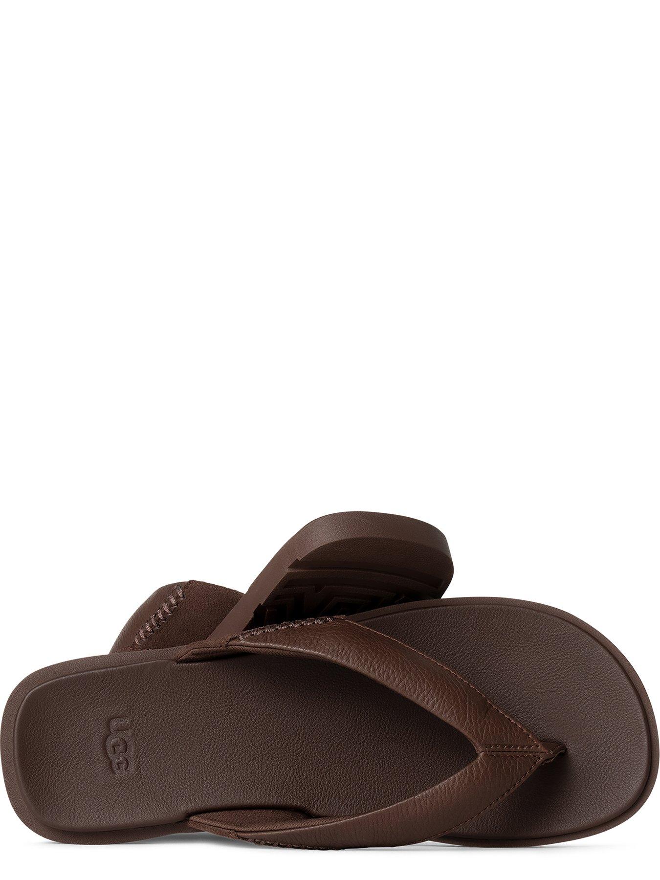 Image 4 of 5 of UGG Men's Seaside Ii Leather Flip Flops - Brown