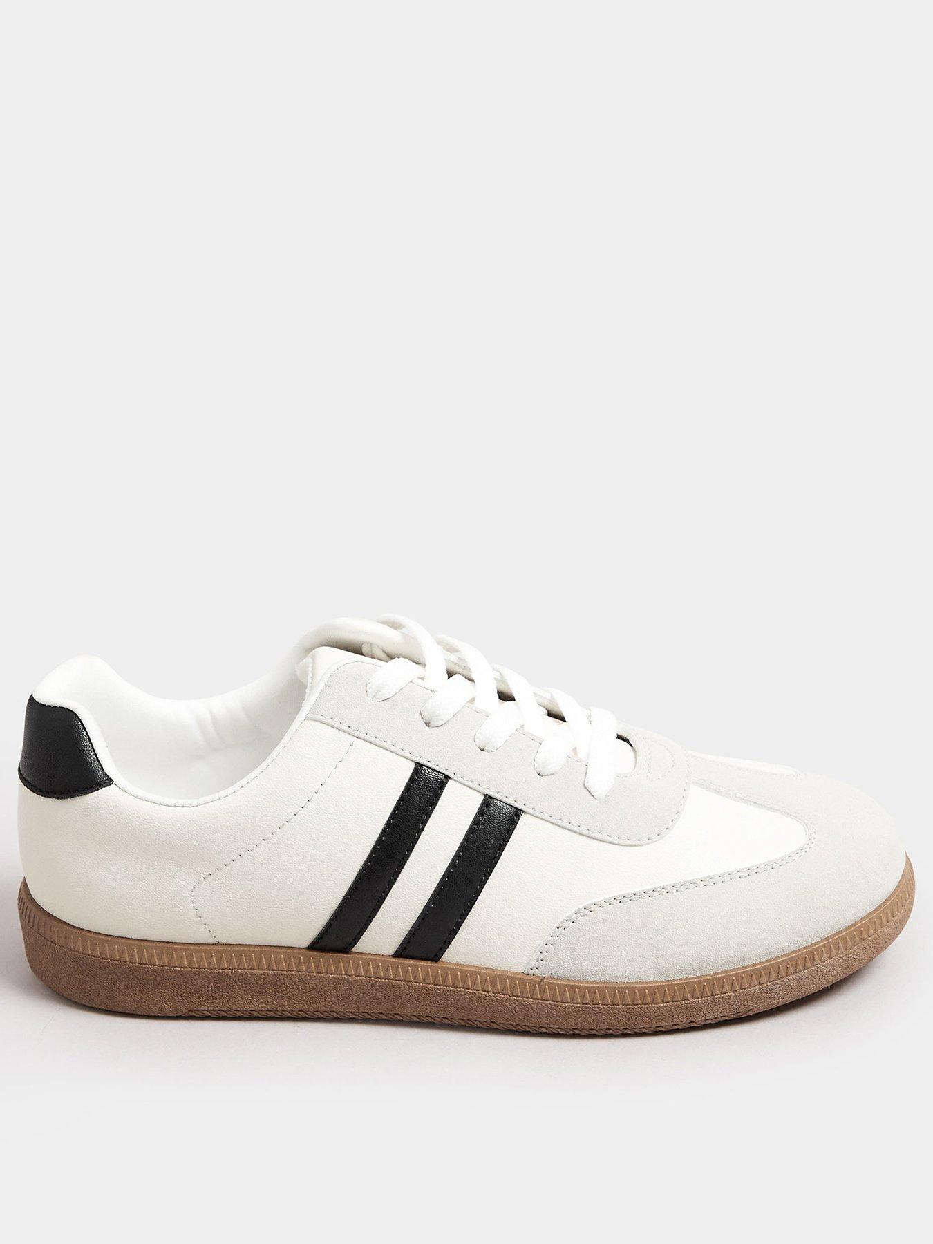  image of yours-extra-wide-fit-retro-stripe-trainer-white