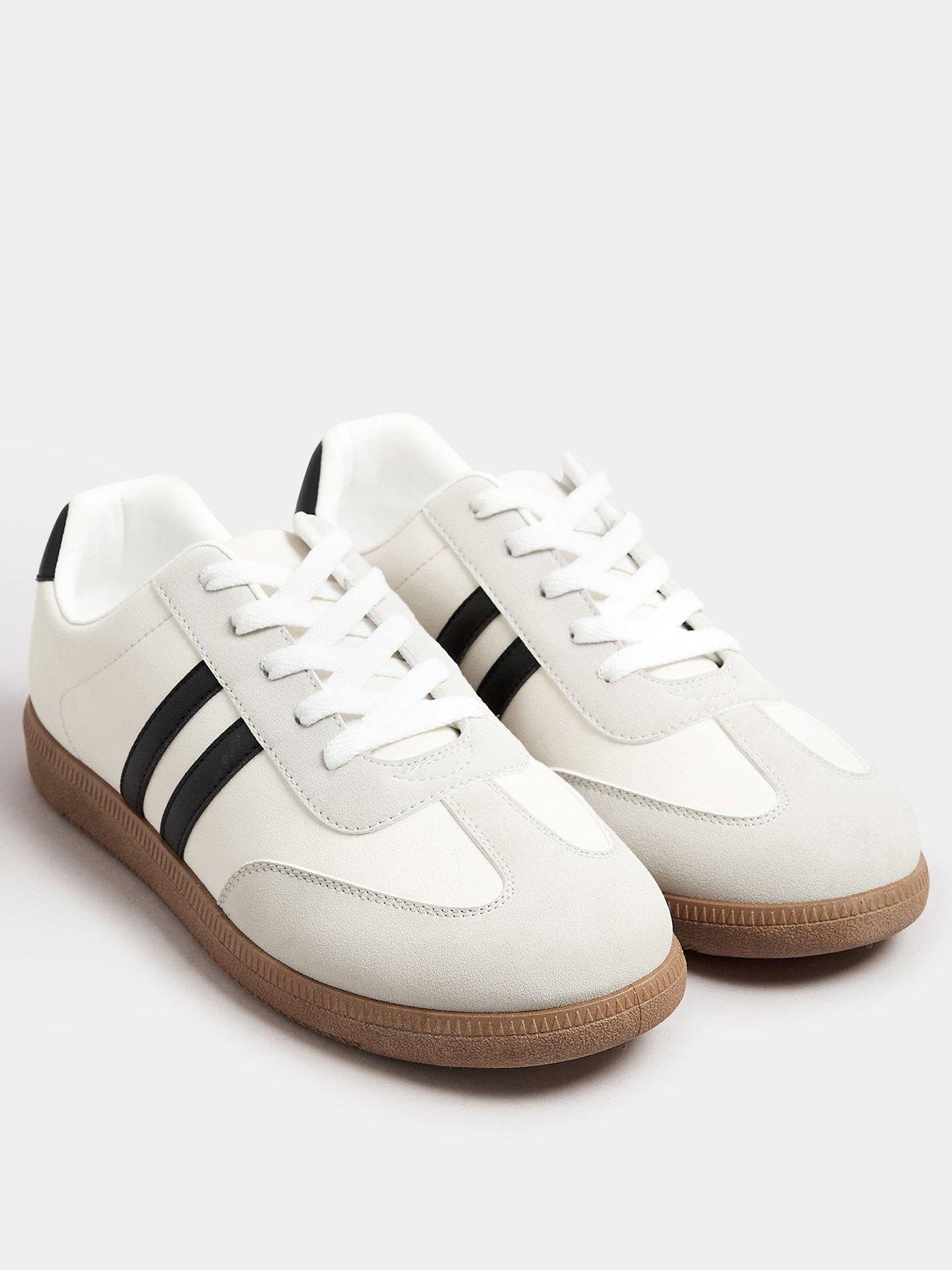  image of yours-extra-wide-fit-retro-stripe-trainer-white