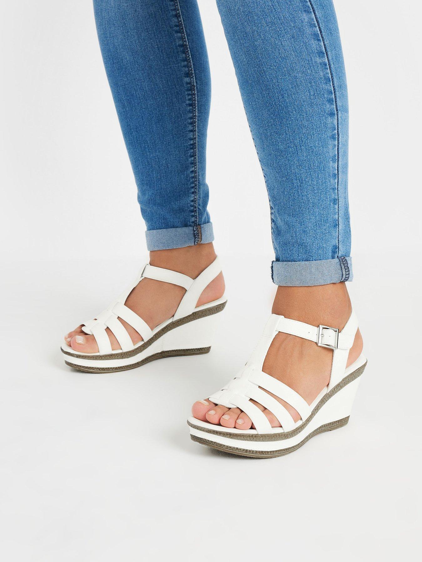 image of yours-extra-wide-fit-t-bar-heeled-wedge-sandal-black