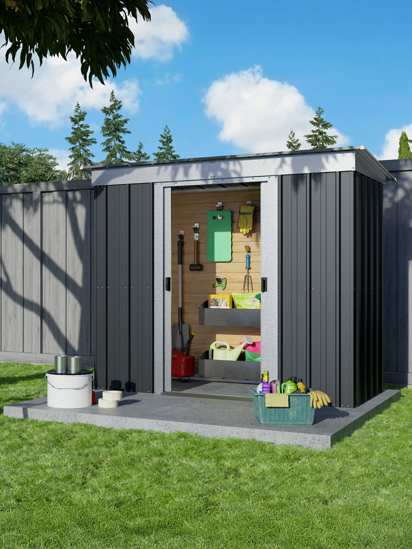  image of yardmaster-6ft-x-4ft-castleton-pent-roof-metal-shed-with-floor-frame