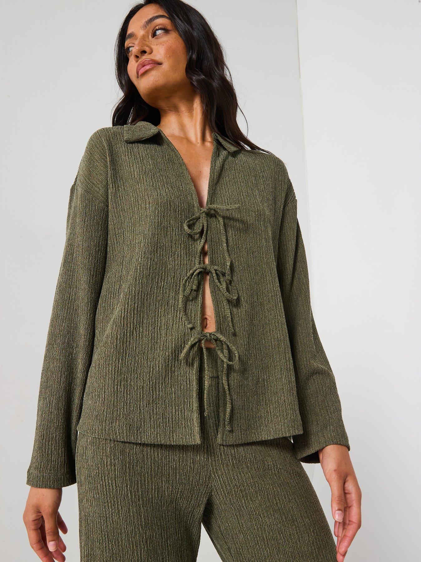 undefined Wide Leg Trousers Co-ord - Khaki