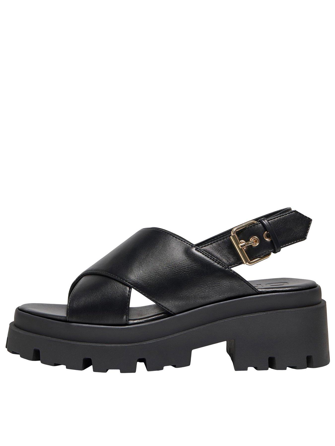 only-doja-cross-strap-chunky-sandal-black