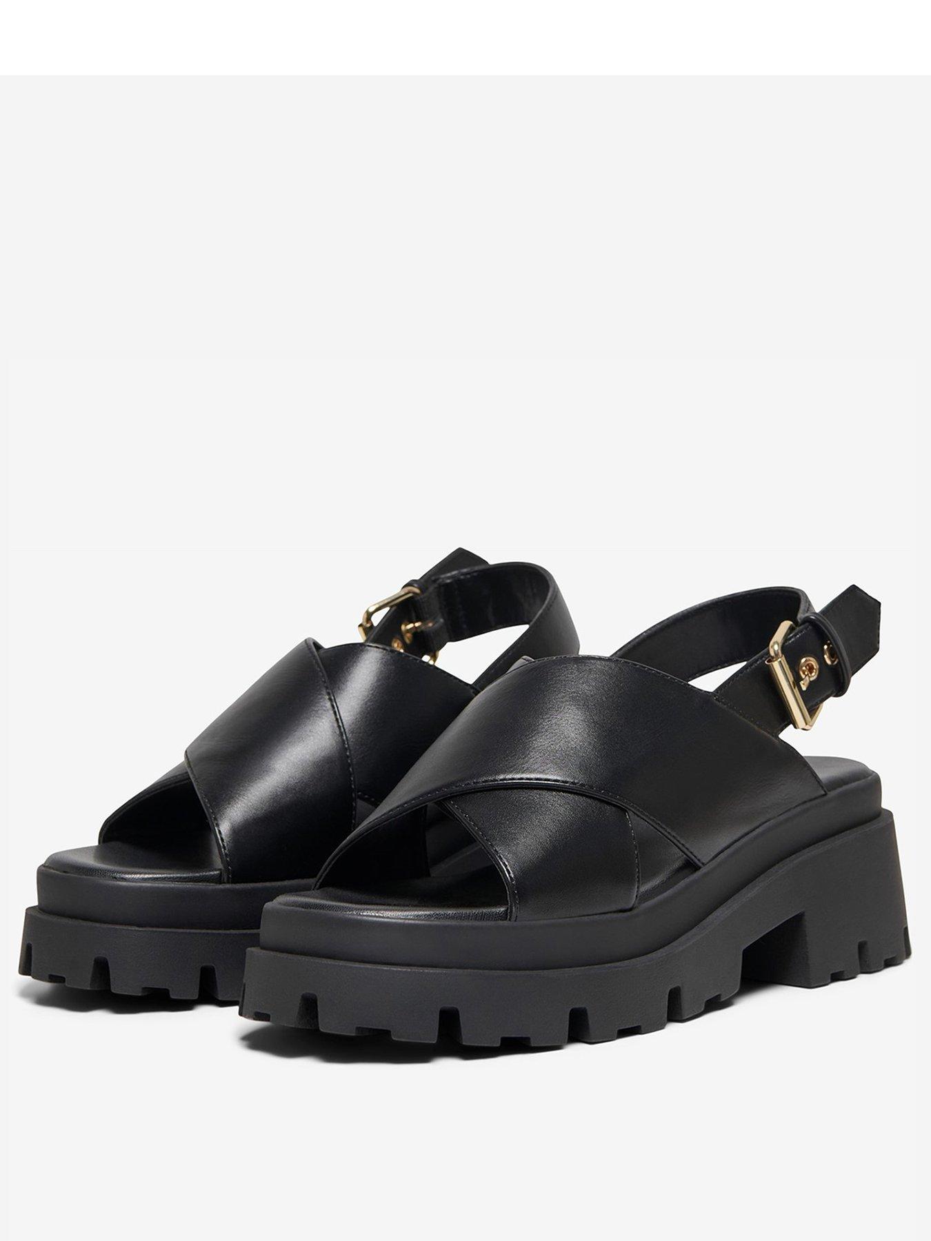  image of only-doja-cross-strap-chunky-sandal-black