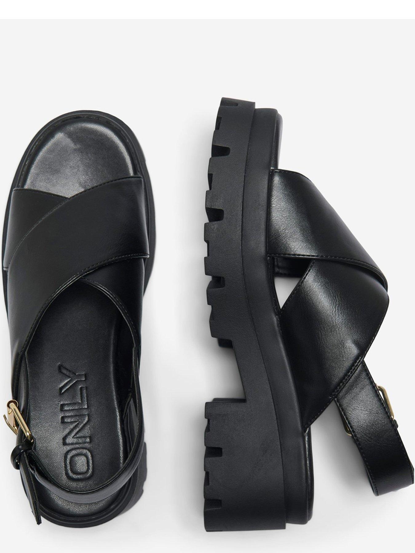  image of only-doja-cross-strap-chunky-sandal-black