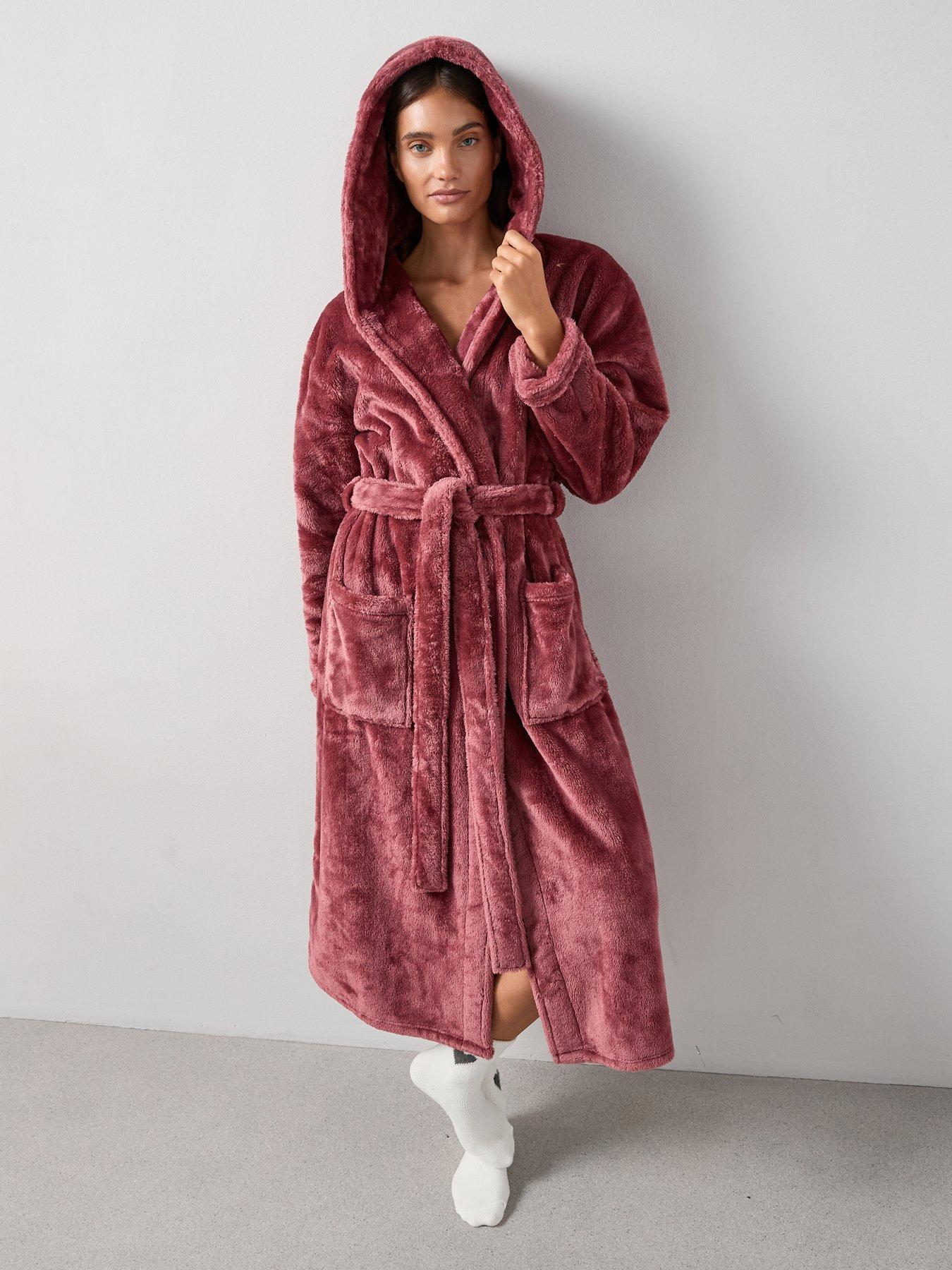 undefined Wellsoft Longline Hooded Dressing Gown - Pink