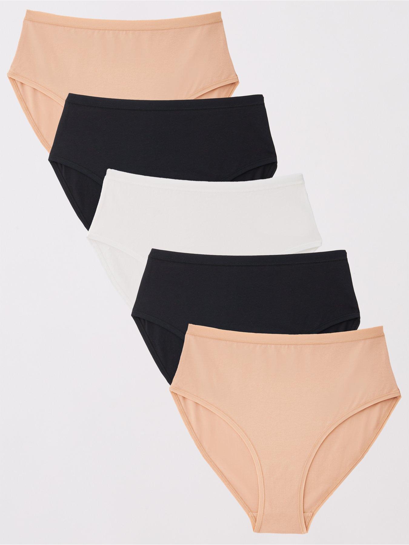 undefined 5pk Plain Cotton Full High Waisted Briefs