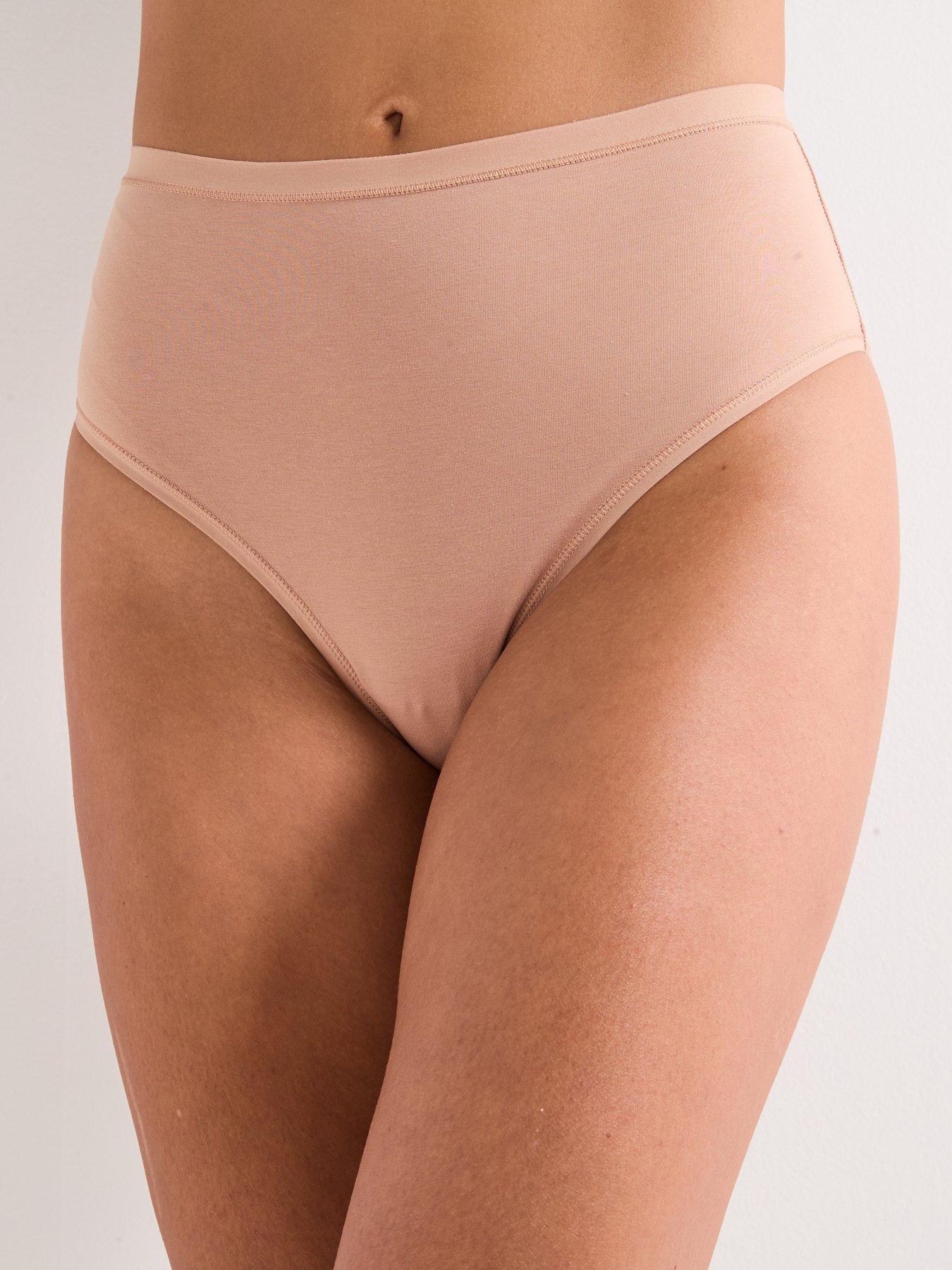  image of everyday-5pk-plain-cotton-full-high-waisted-briefs-multi