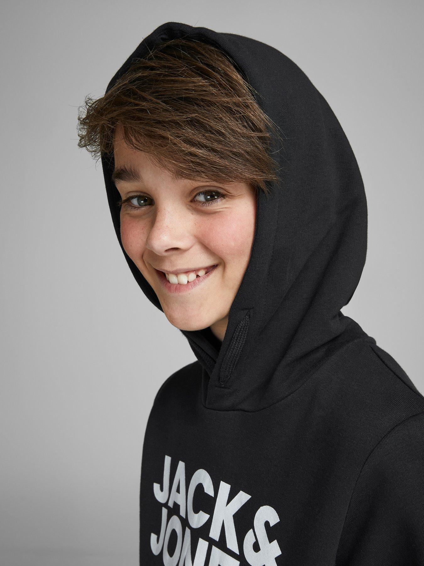 Image 4 of 6 of Jack & Jones Junior Boys Corp Logo Hoodie - Black