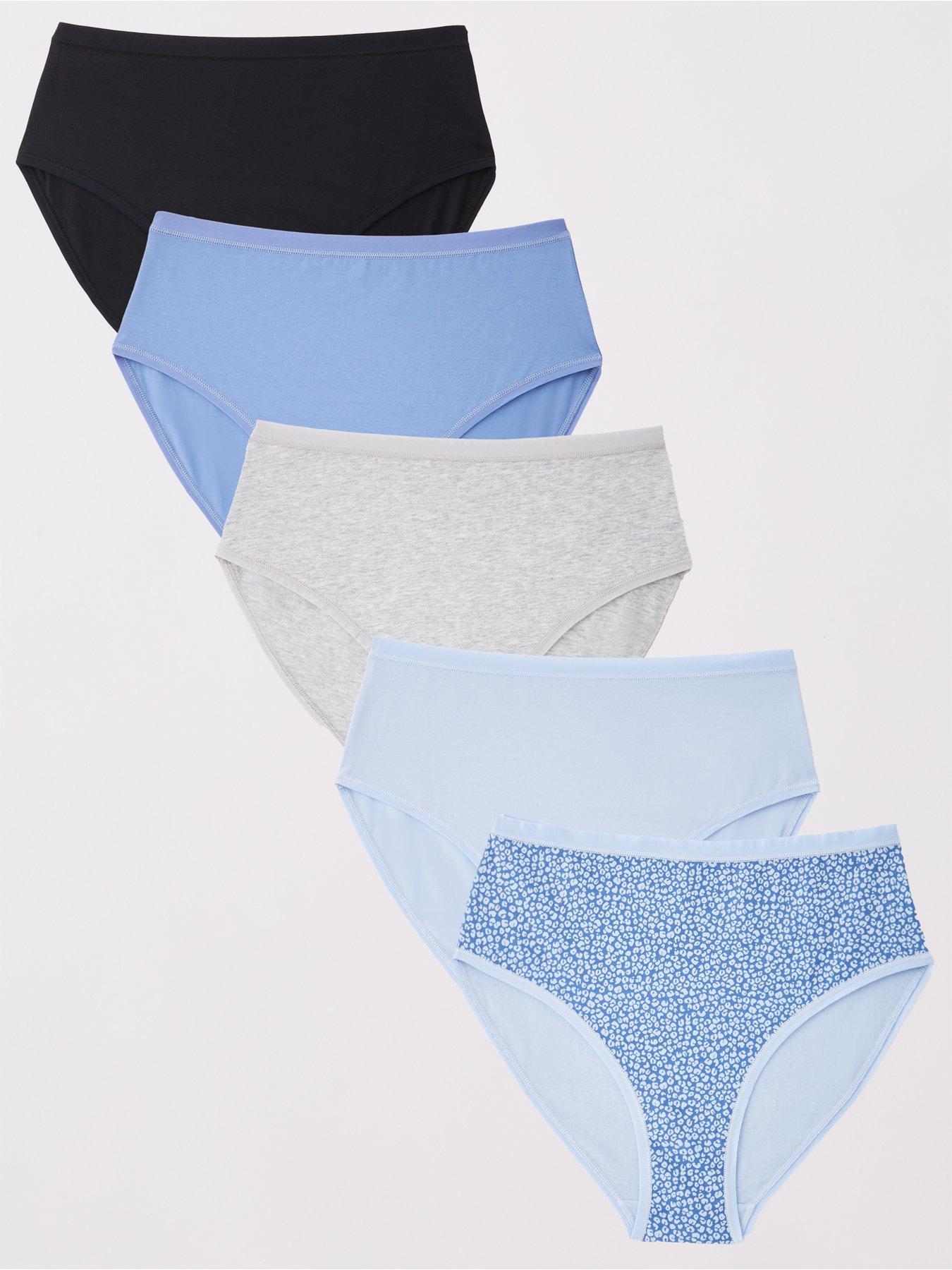 Everyday 5Pk Cotton Plain And Printed Full High Waisted Briefs - Multi