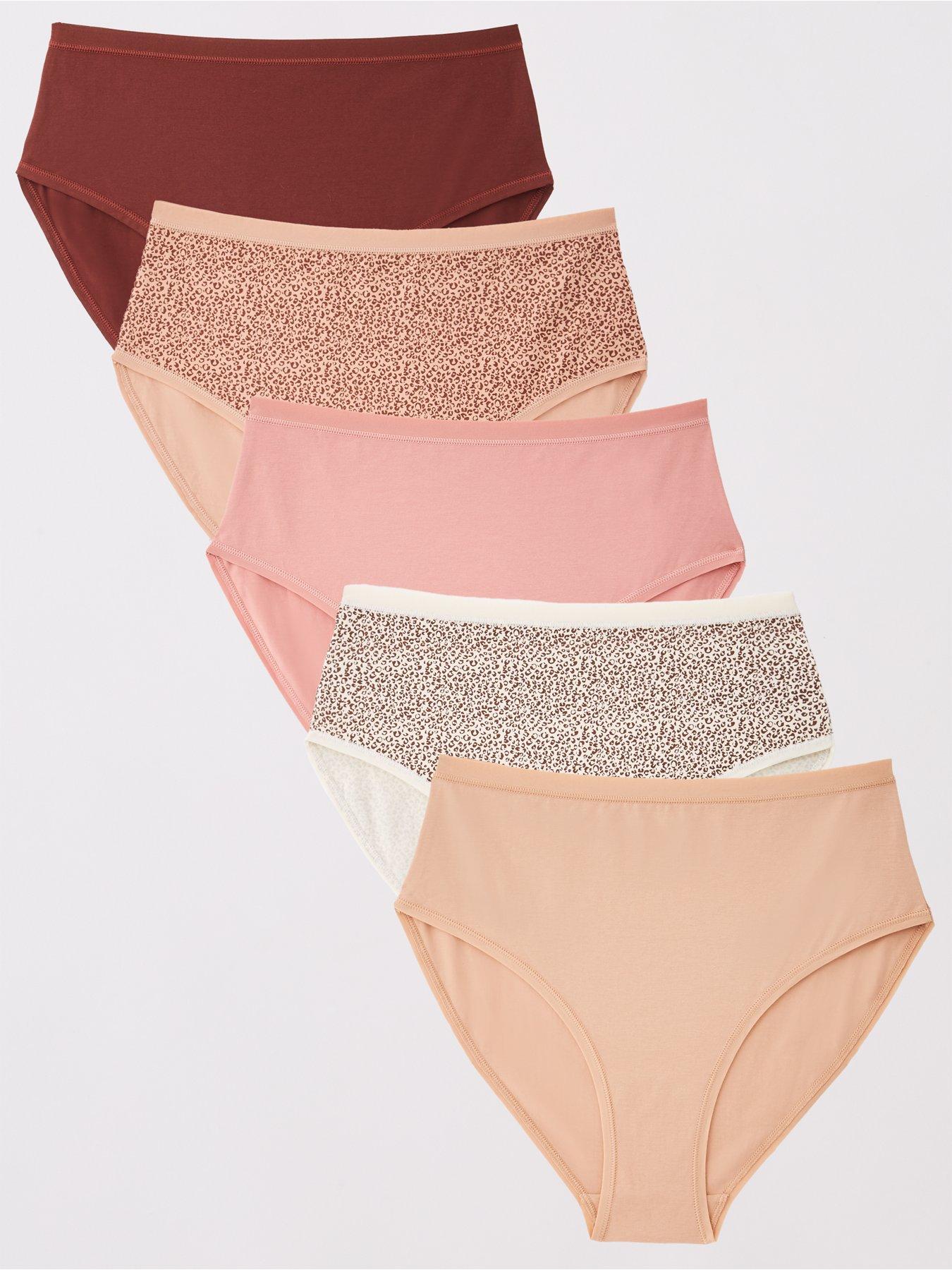 undefined 5pk Cotton Plain And Printed Full High Waisted Briefs