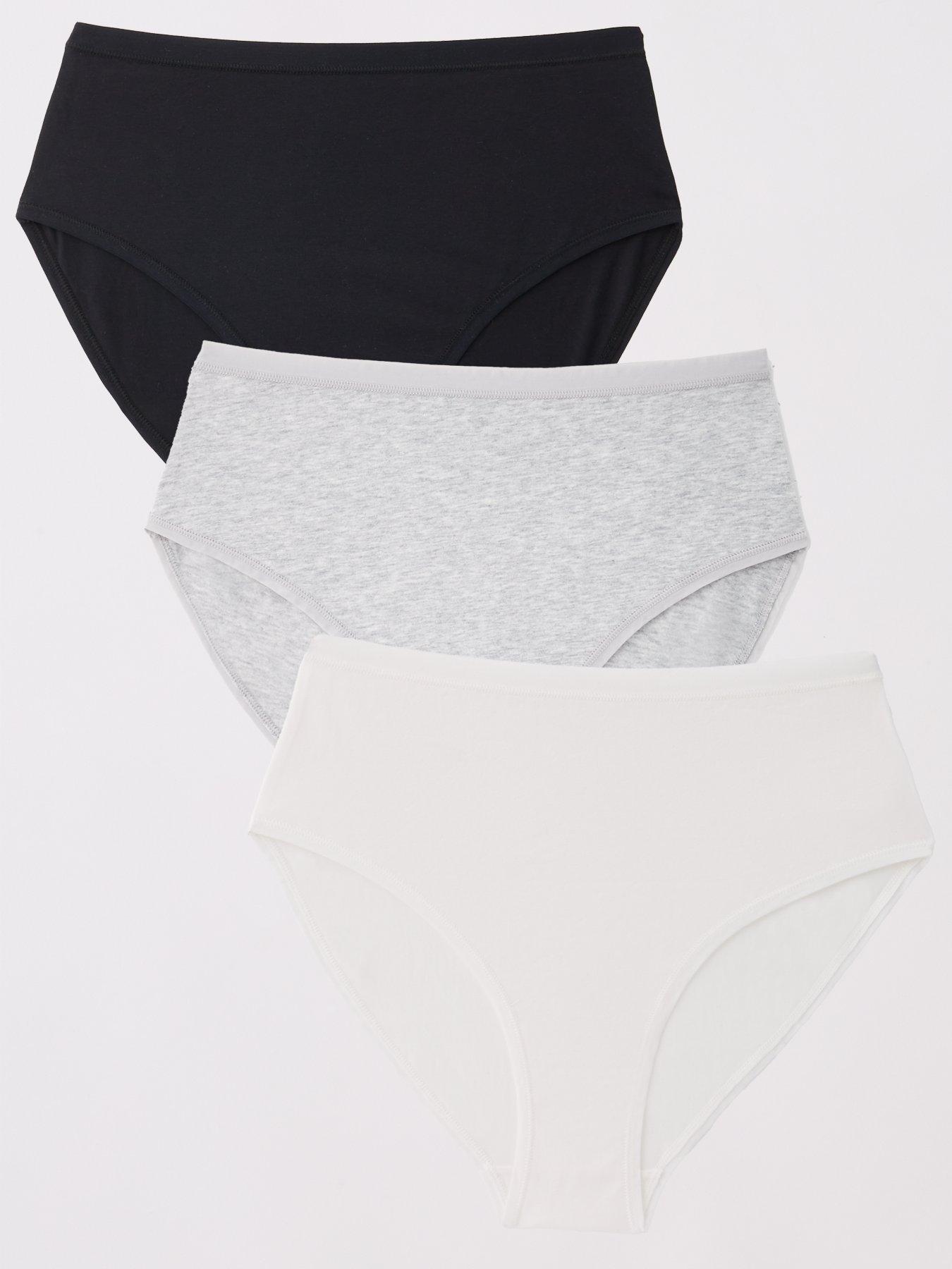 undefined 3pk Plain Cotton Full High Waisted Briefs