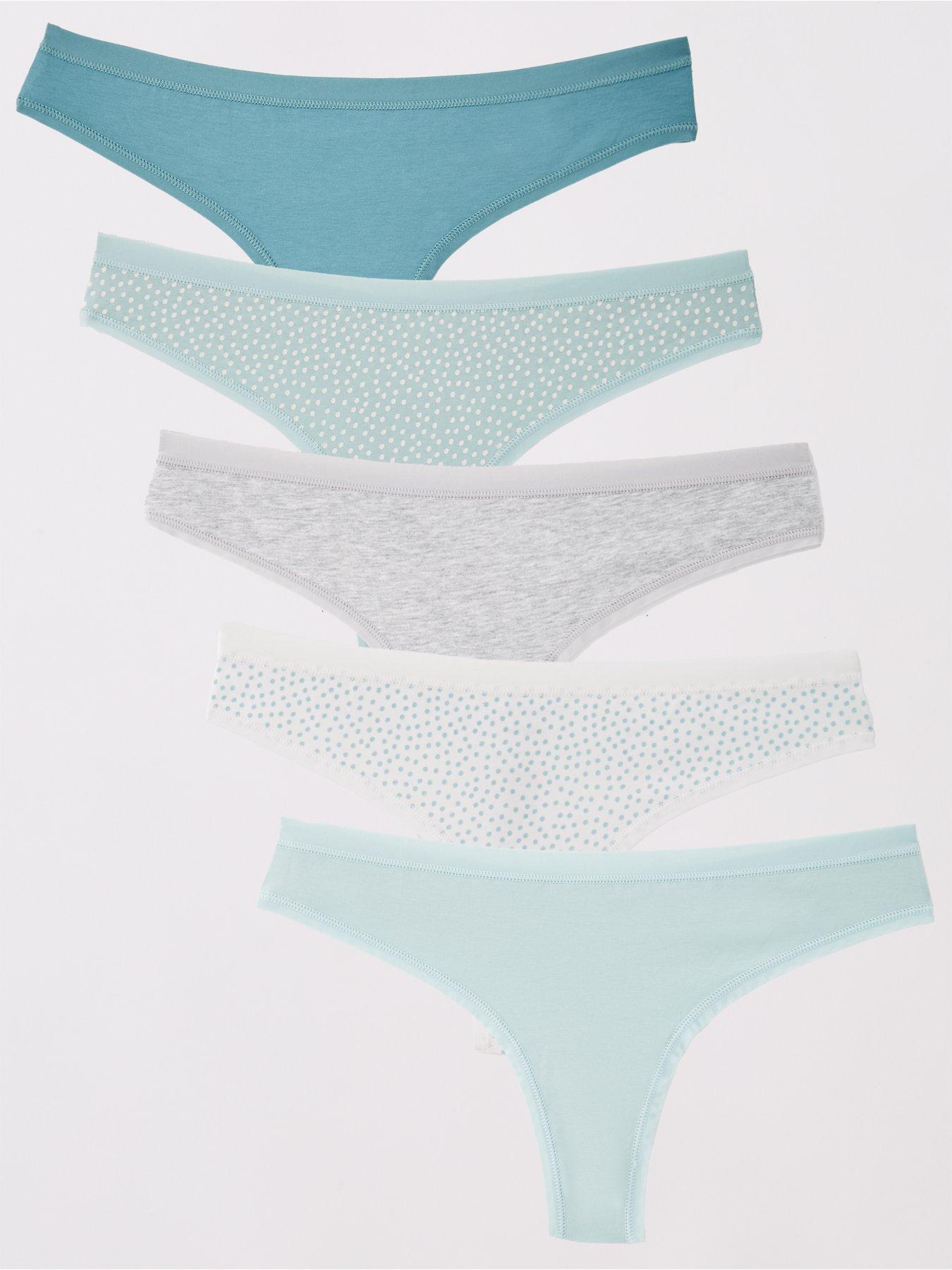 undefined 5pk Cotton Plain And Printed Thongs