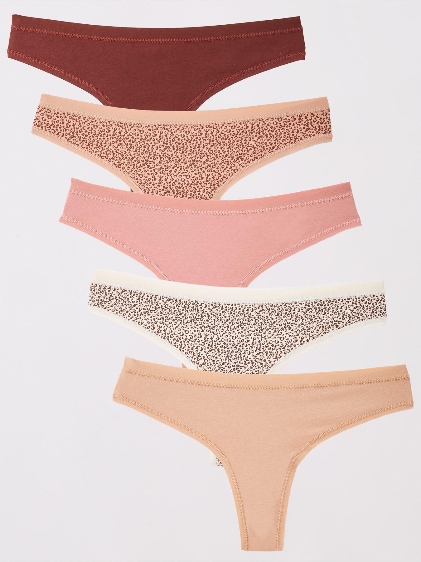 Everyday 5Pk Cotton Plain And Printed Thongs - Multi