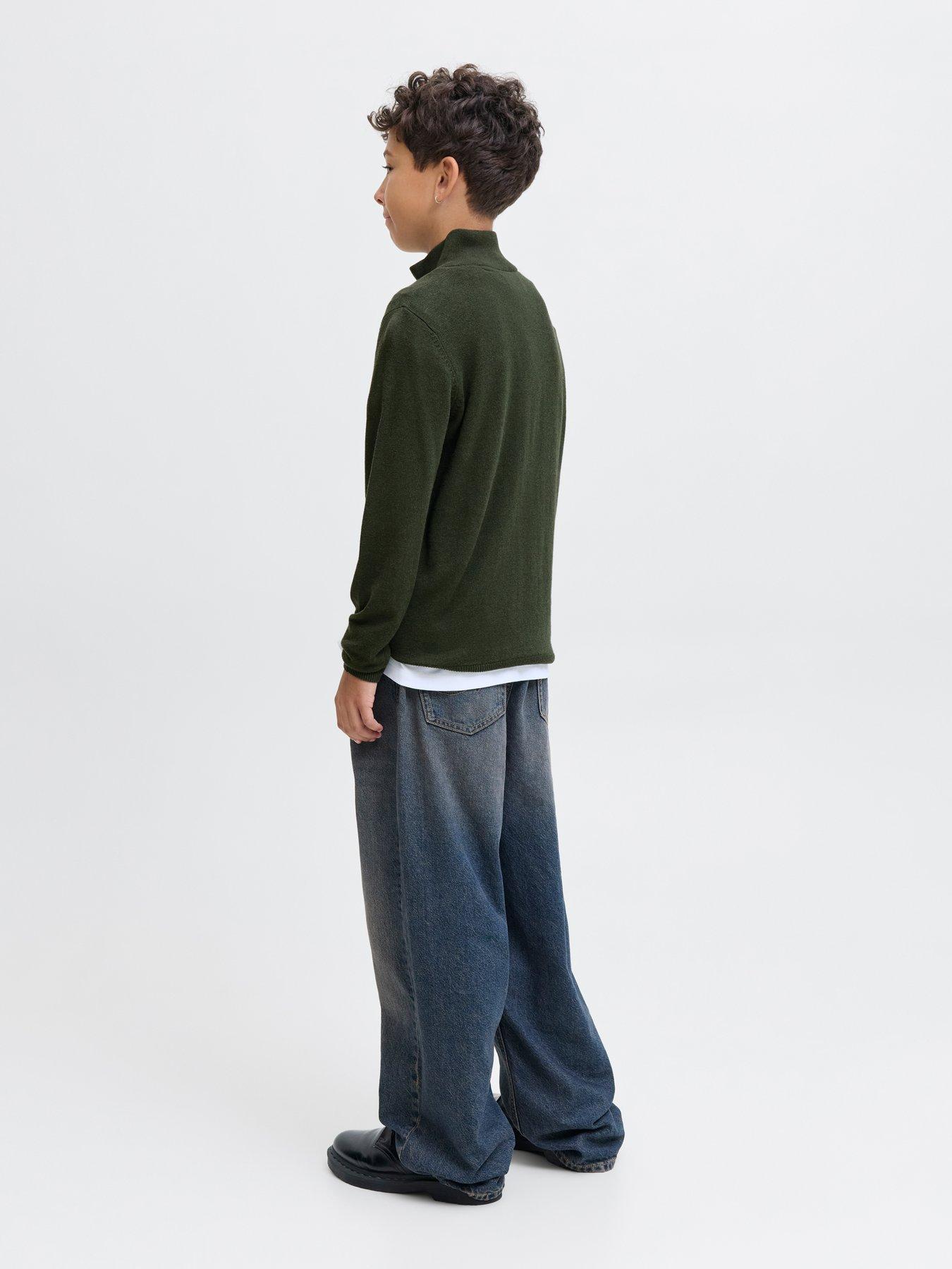 Image 2 of 5 of Jack & Jones Junior Boys 1/4 Zip Knitted Jumper - Khaki