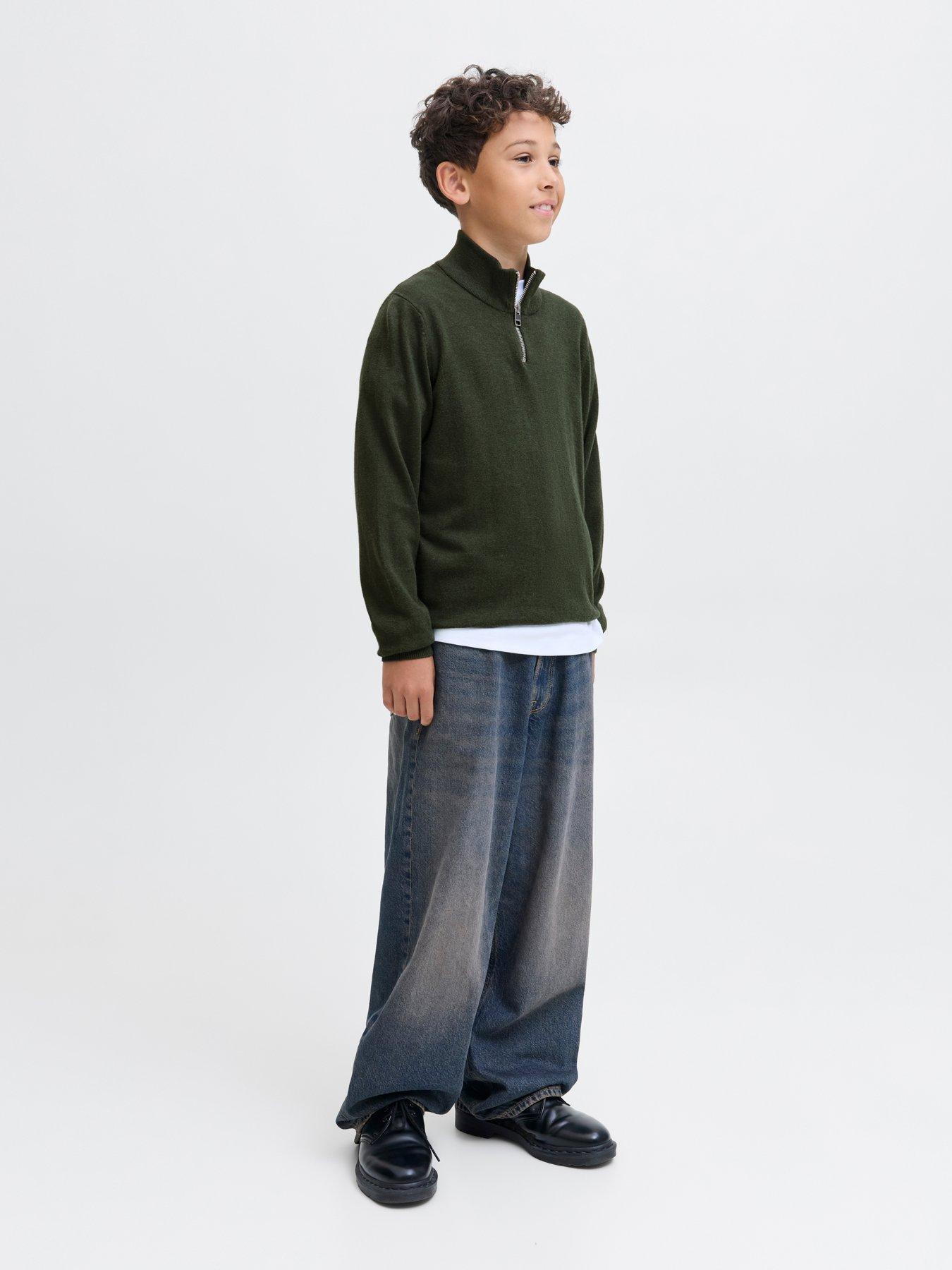 Image 3 of 5 of Jack & Jones Junior Boys 1/4 Zip Knitted Jumper - Khaki