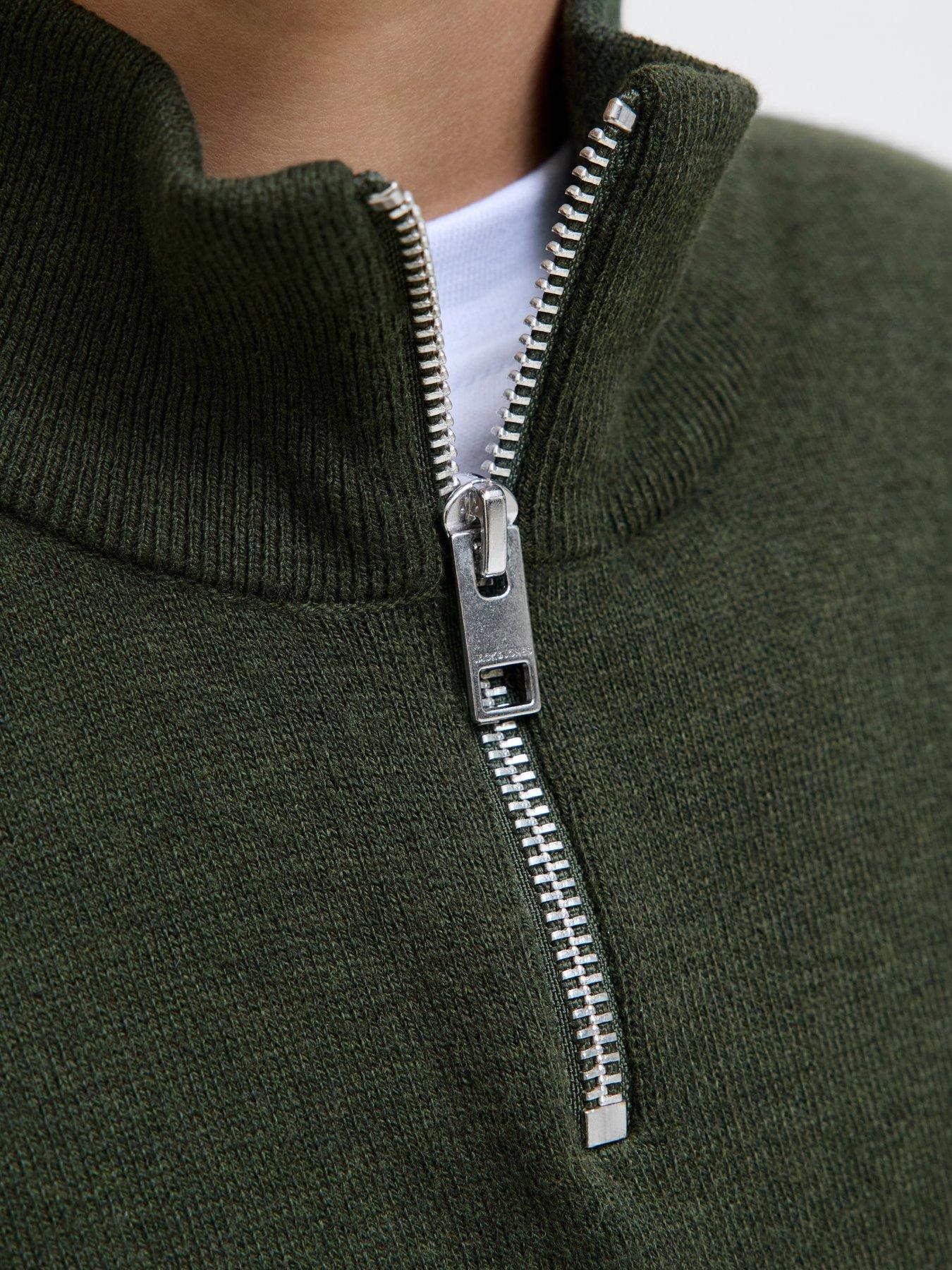 Image 4 of 5 of Jack & Jones Junior Boys 1/4 Zip Knitted Jumper - Khaki