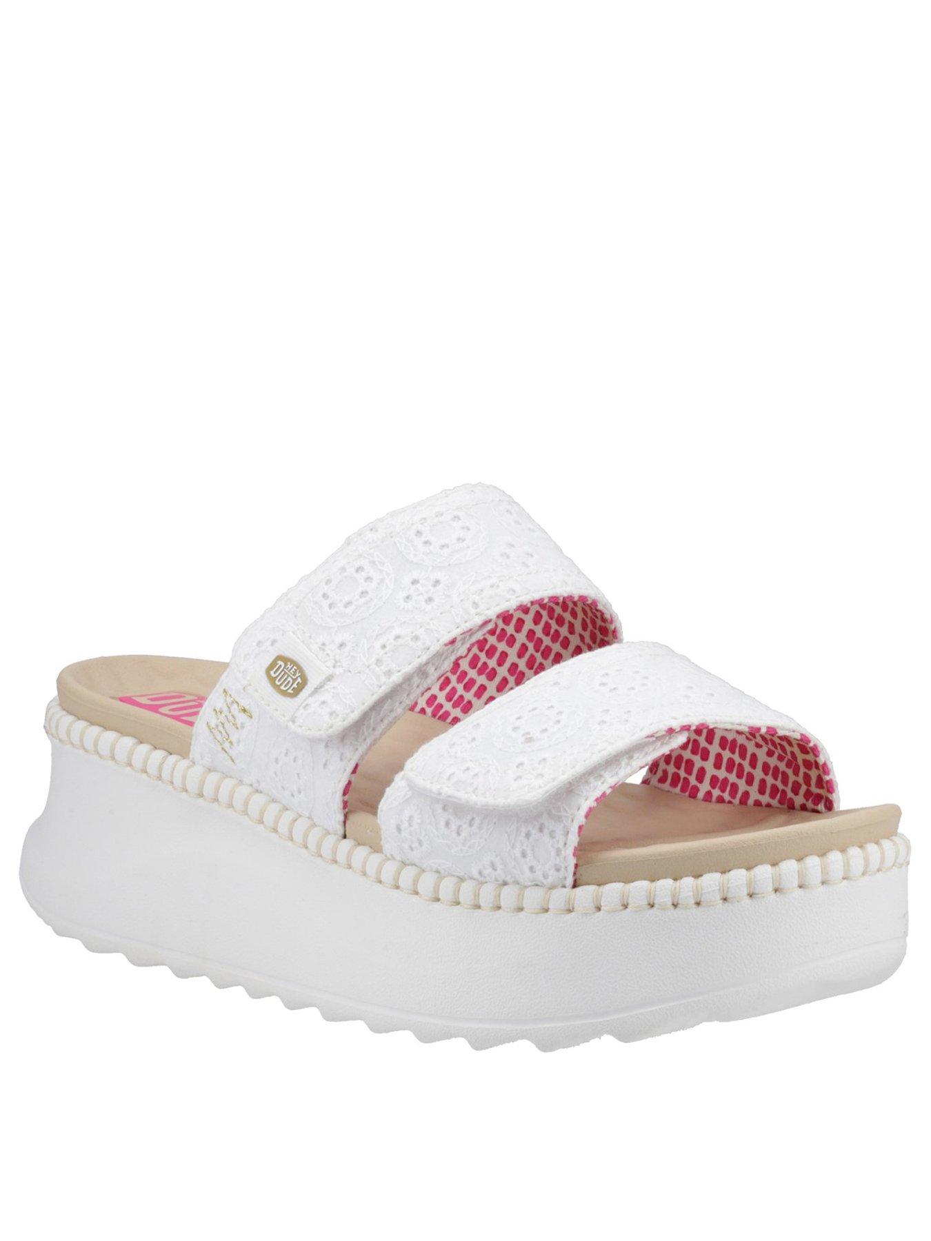  image of heydude-delray-flatform-slide-white