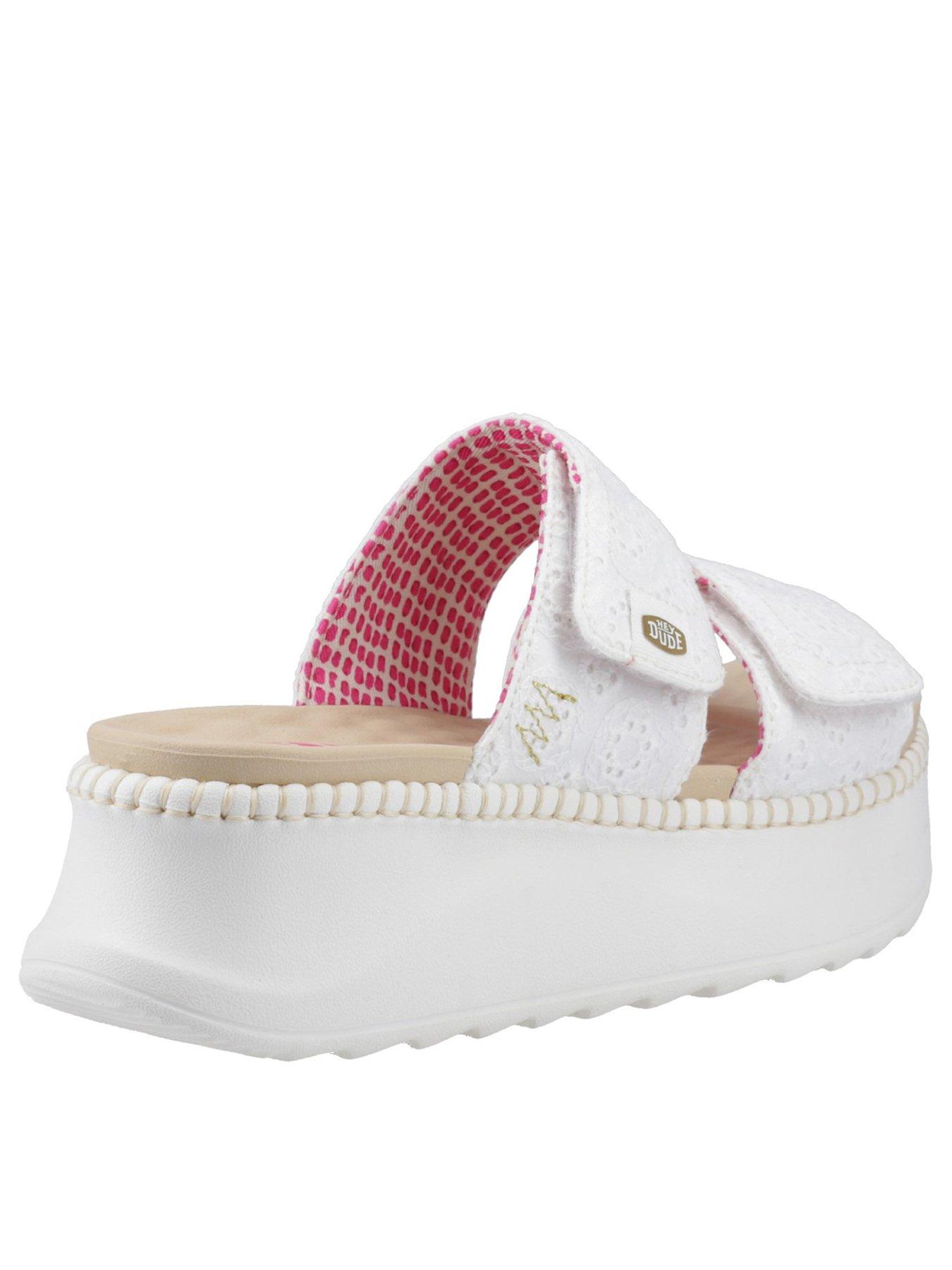  image of heydude-delray-flatform-slide-white