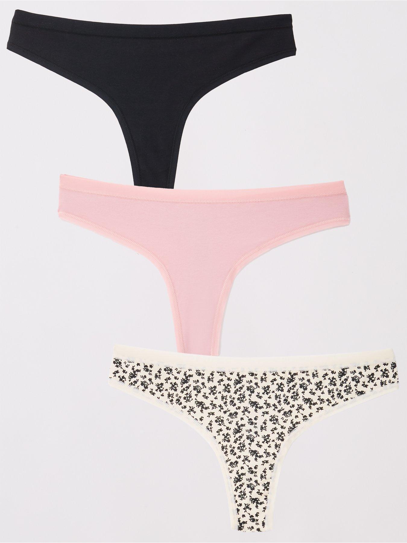 undefined 3pk Cotton Plain And Printed Thongs