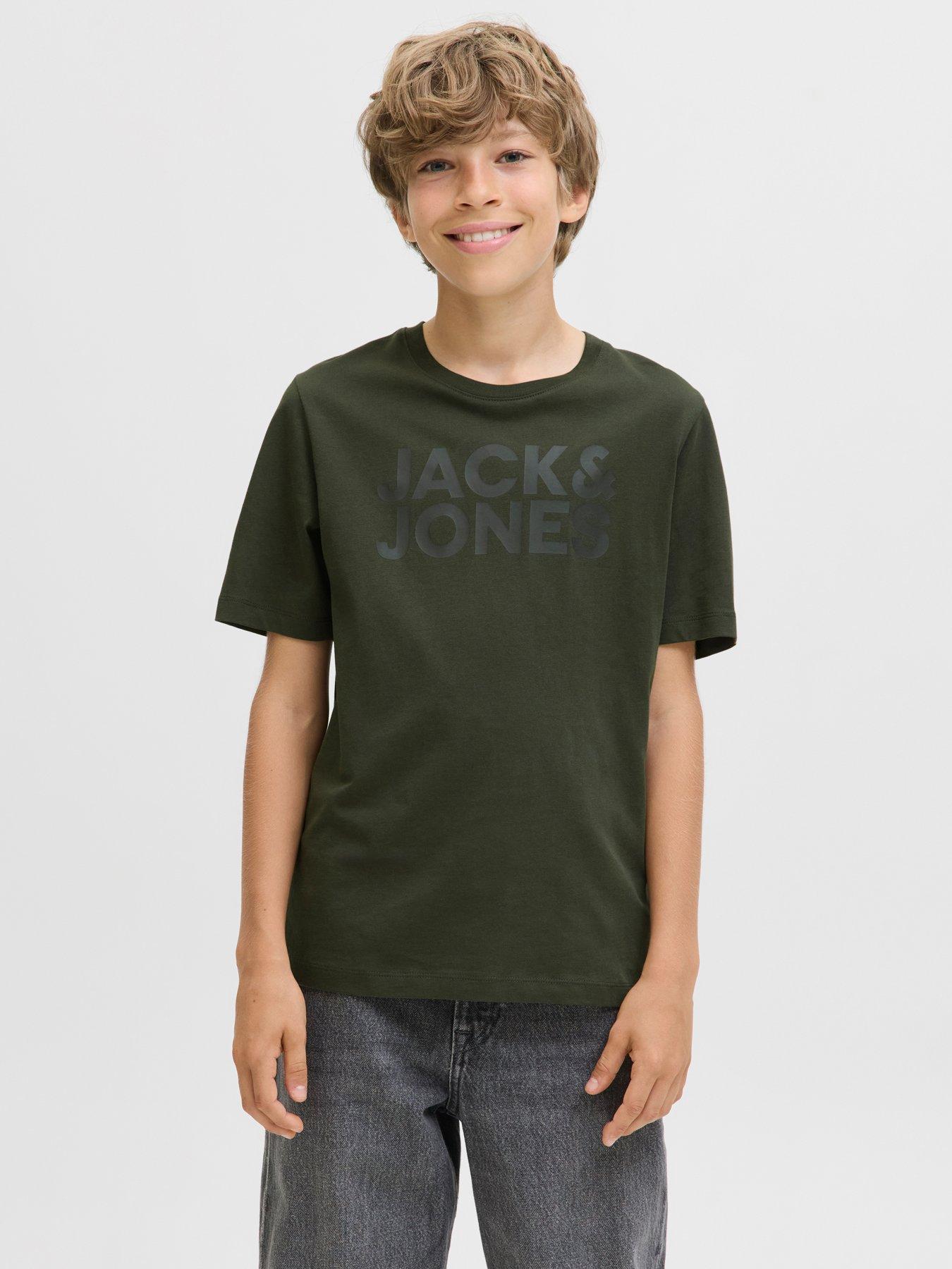 Jack & Jones Junior Boys Corp Logo Short Sleeve T-Shirt - Khaki