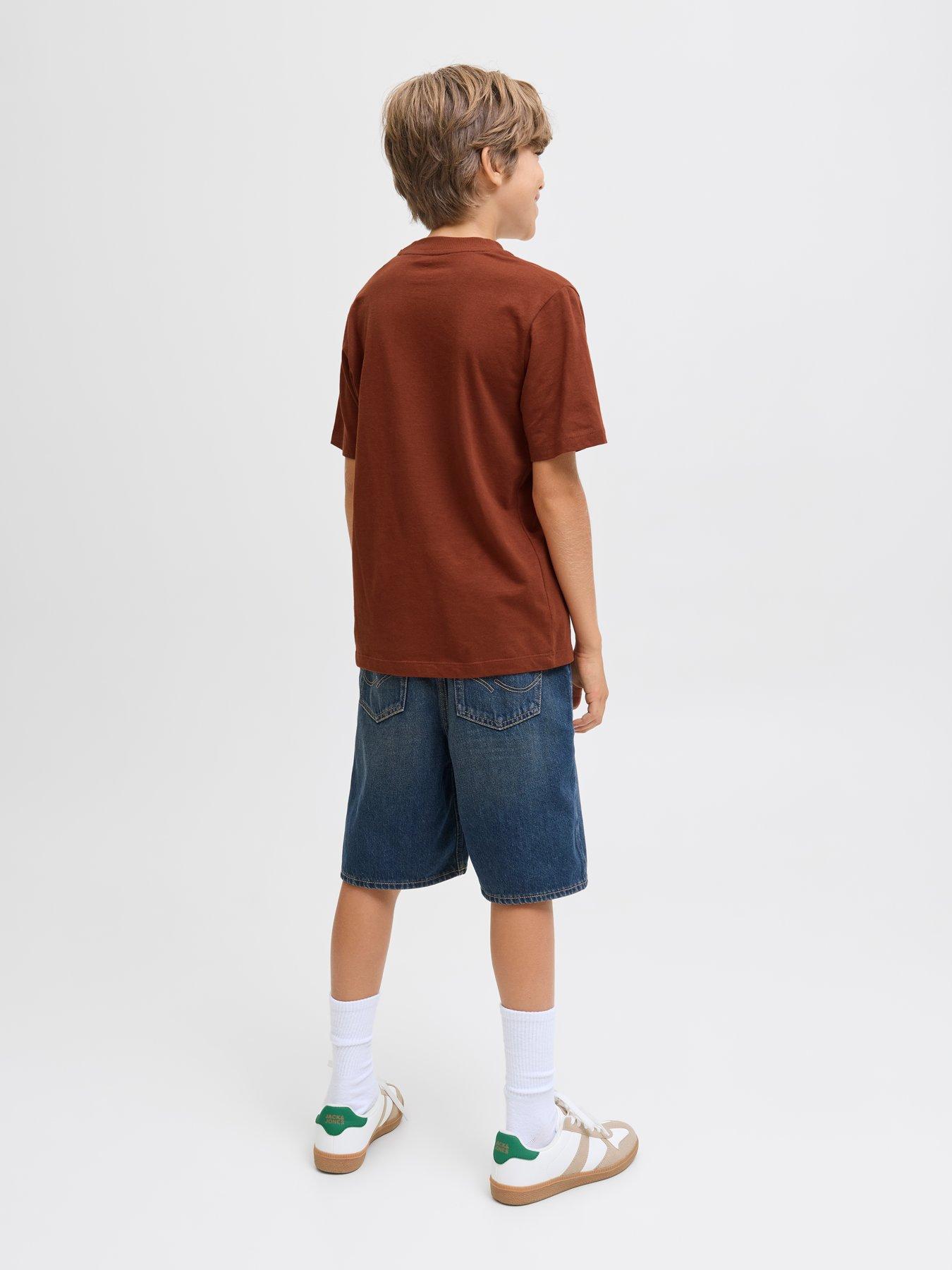 Image 2 of 6 of Jack & Jones Junior Boys Caleb Varsity Short Sleeve Tshirt - Orange