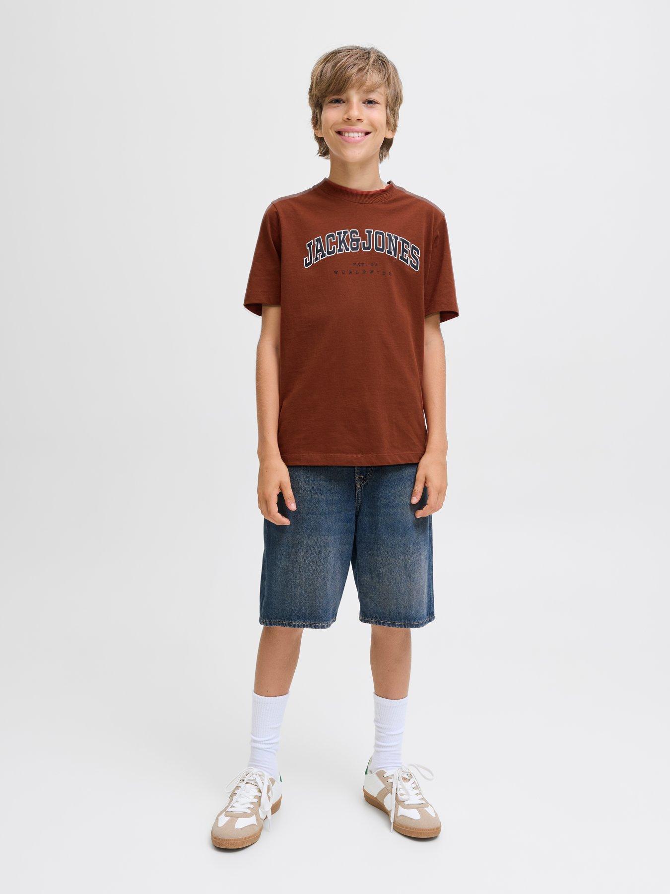 Image 3 of 6 of Jack & Jones Junior Boys Caleb Varsity Short Sleeve Tshirt - Orange
