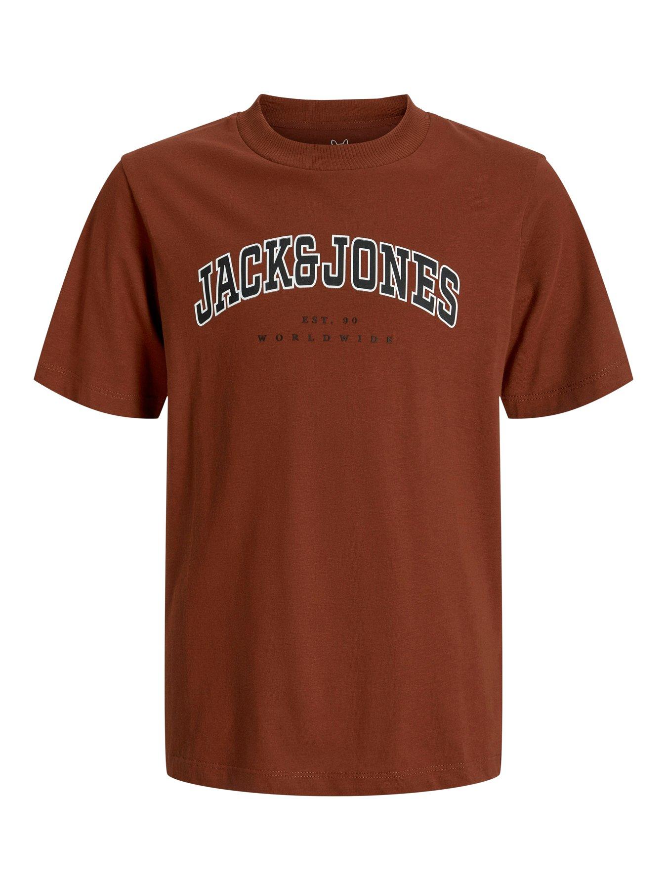 Image 5 of 6 of Jack & Jones Junior Boys Caleb Varsity Short Sleeve Tshirt - Orange