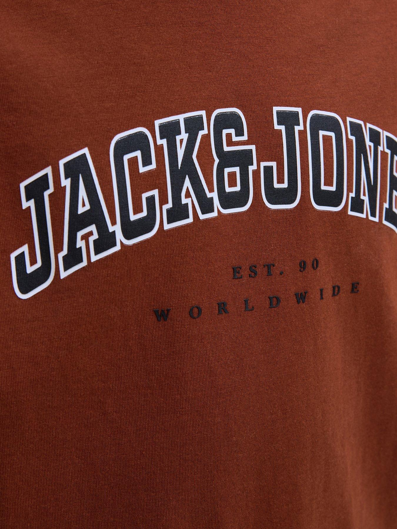 Image 6 of 6 of Jack & Jones Junior Boys Caleb Varsity Short Sleeve Tshirt - Orange