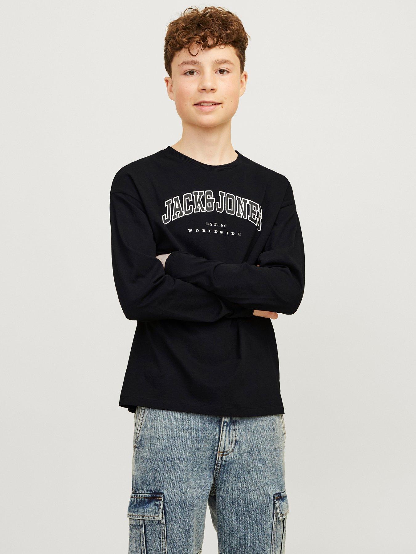 undefined Boys Caleb Varsity Long Sleeve Tshirt - Black
