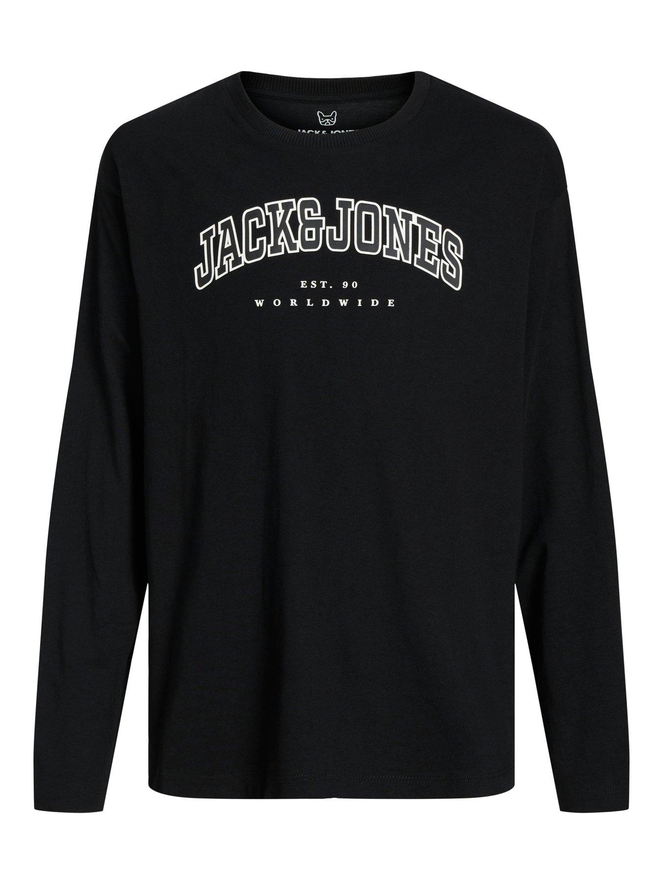 Image 4 of 5 of Jack & Jones Junior Boys Caleb Varsity Long Sleeve T-Shirt - Black