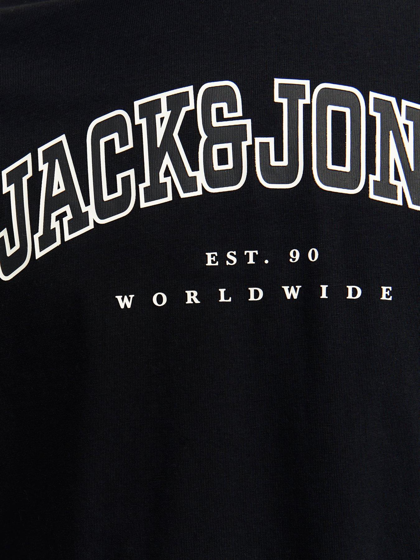 Image 5 of 5 of Jack & Jones Junior Boys Caleb Varsity Long Sleeve T-Shirt - Black