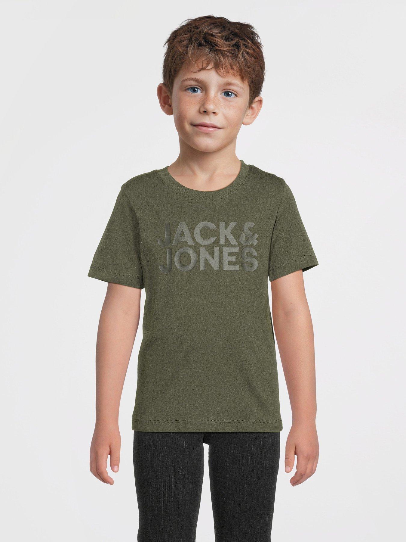  image of jack-jones-mini-younger-boys-corp-logo-short-sleeve-t-shirt-khaki