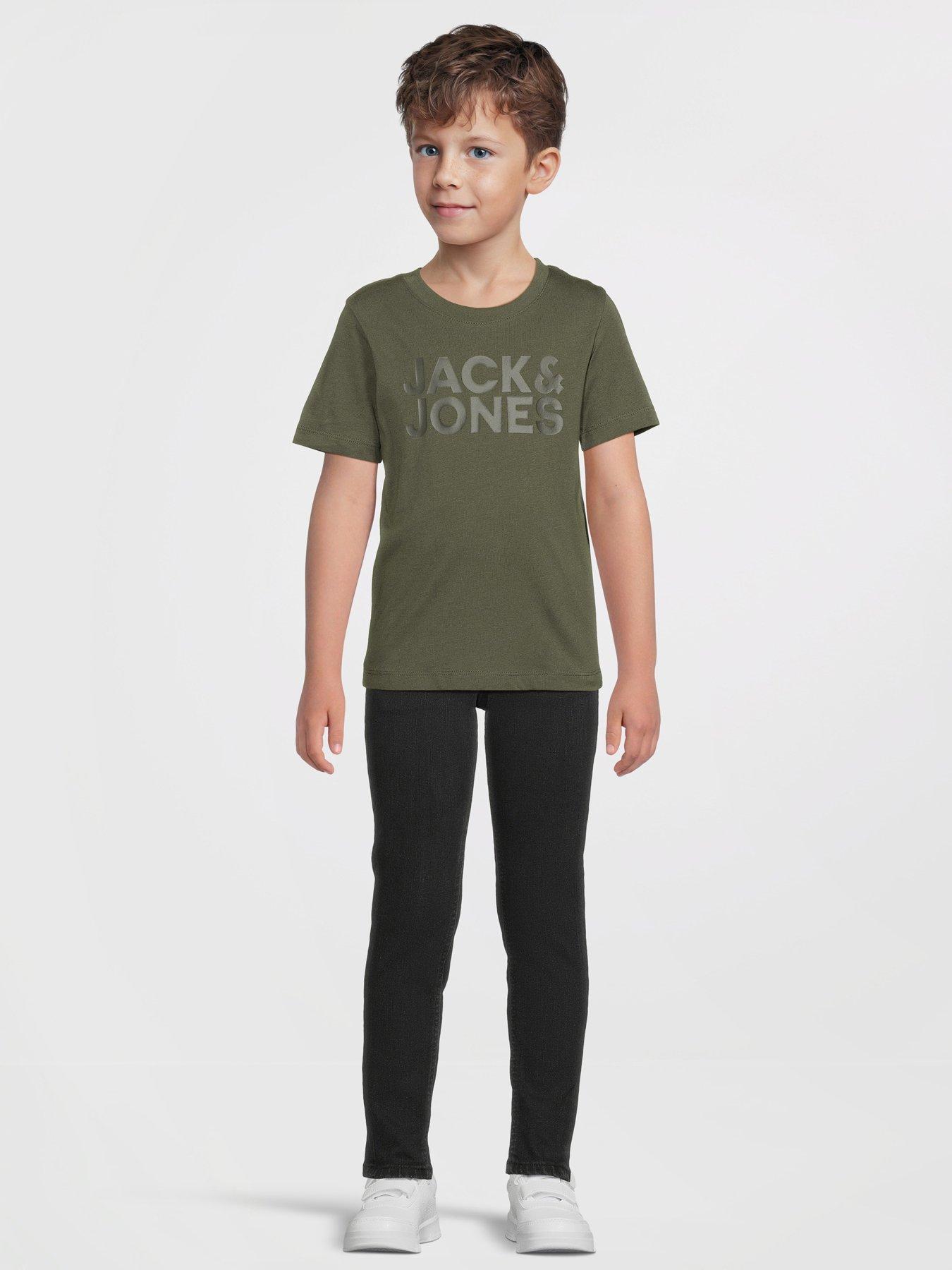  image of jack-jones-mini-younger-boys-corp-logo-short-sleeve-t-shirt-khaki