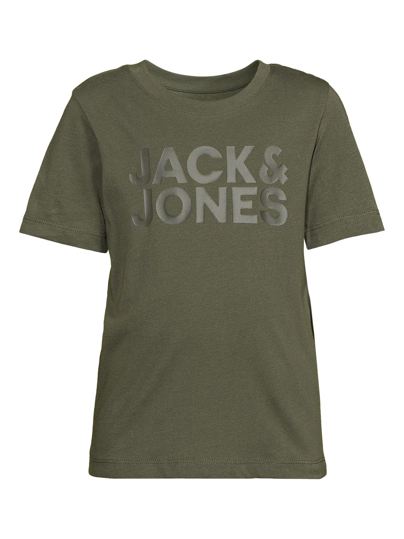  image of jack-jones-mini-younger-boys-corp-logo-short-sleeve-t-shirt-khaki